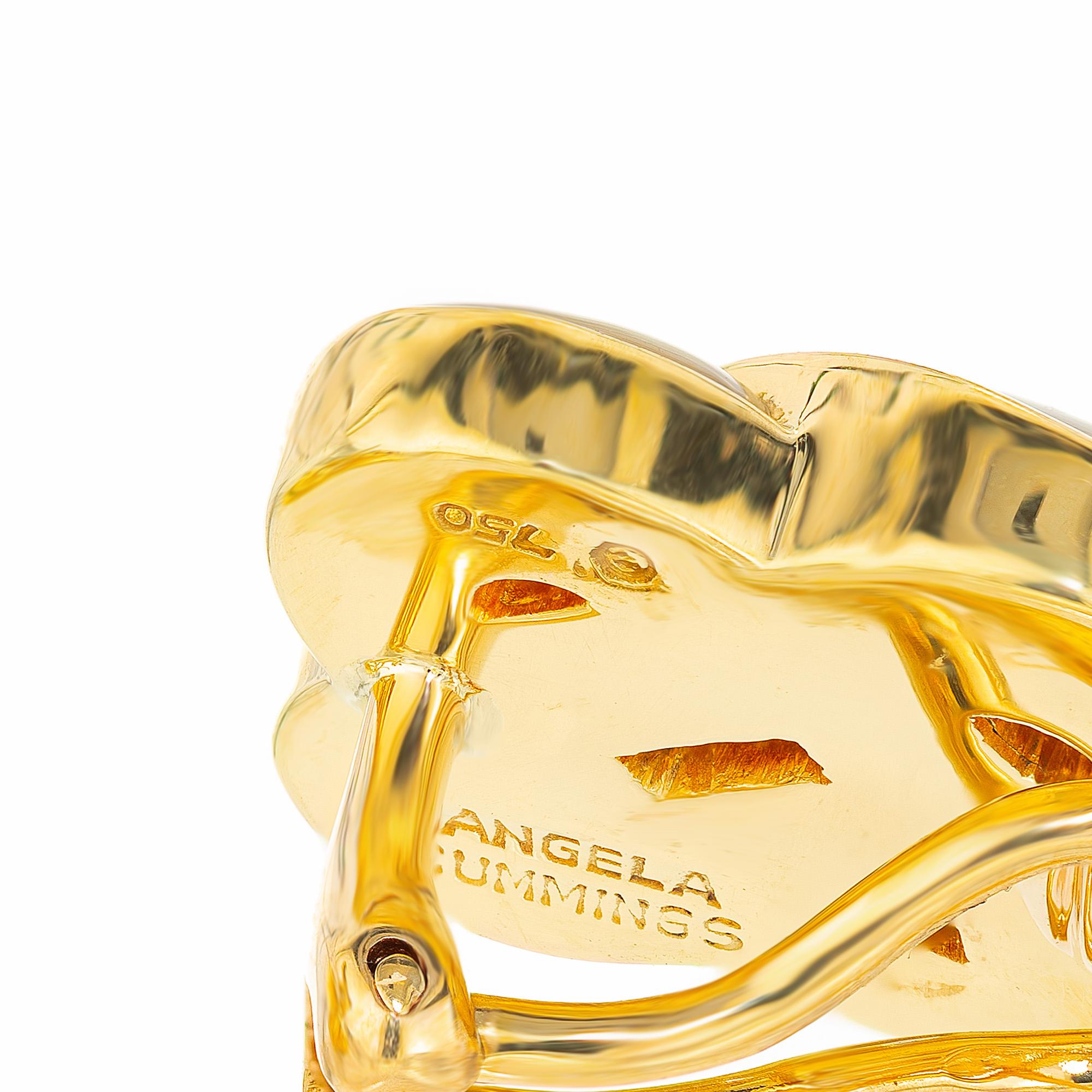 Angela Cummings Mother Of Pearl Yellow Gold Clip Post Celtic Knot Earrings For Sale 1