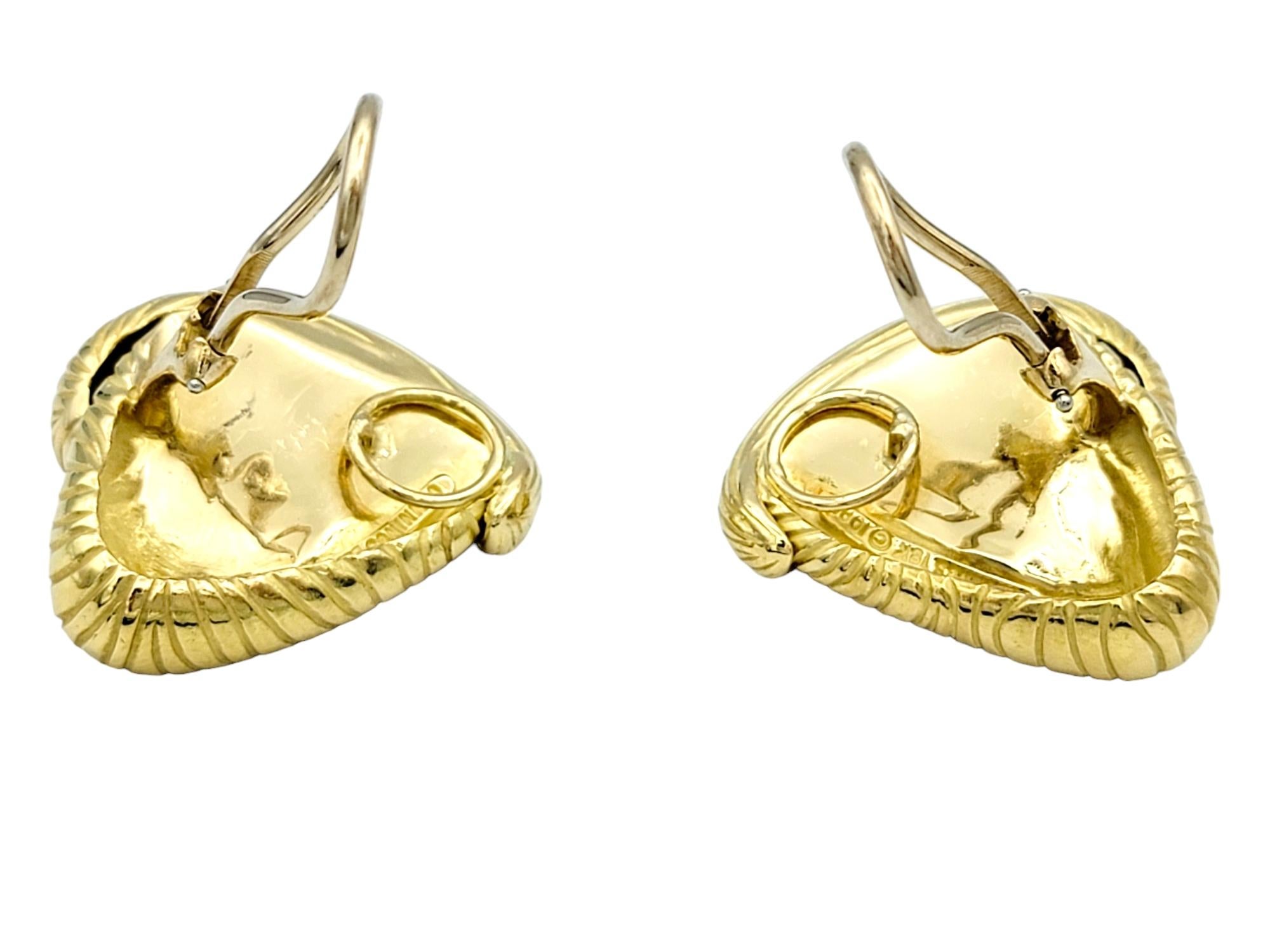 Vintage Angela Cummings Non-Pierced Ridged Gold Earrings in 18 Karat Yellow Gold For Sale 2