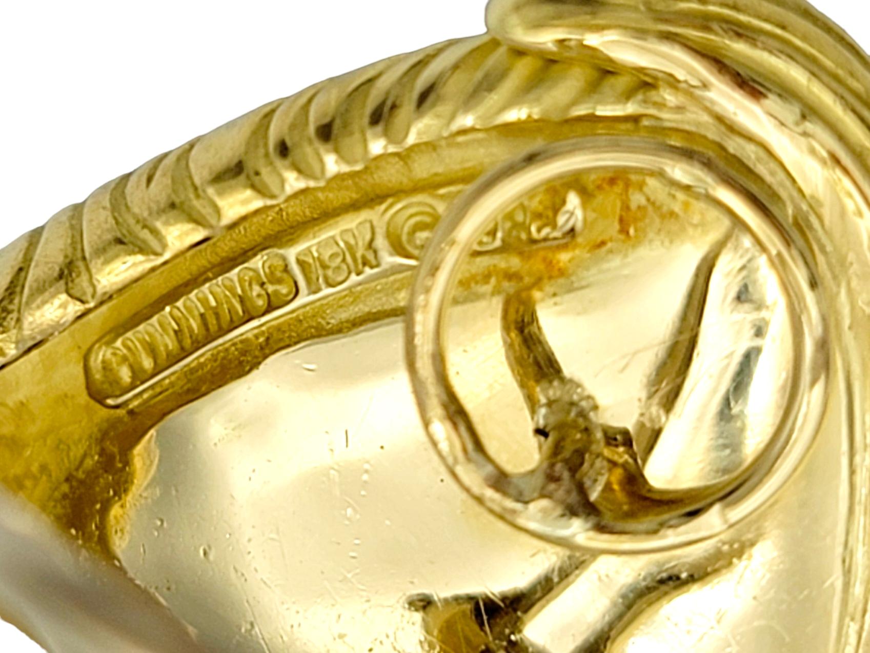 Vintage Angela Cummings Non-Pierced Ridged Gold Earrings in 18 Karat Yellow Gold For Sale 3