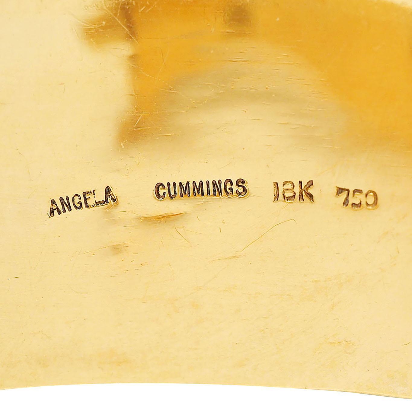 Angela Cummings Opal Onyx Mother-Of-Pearl Inlay 18K Gold Vintage Bangle Bracelet en venta 3