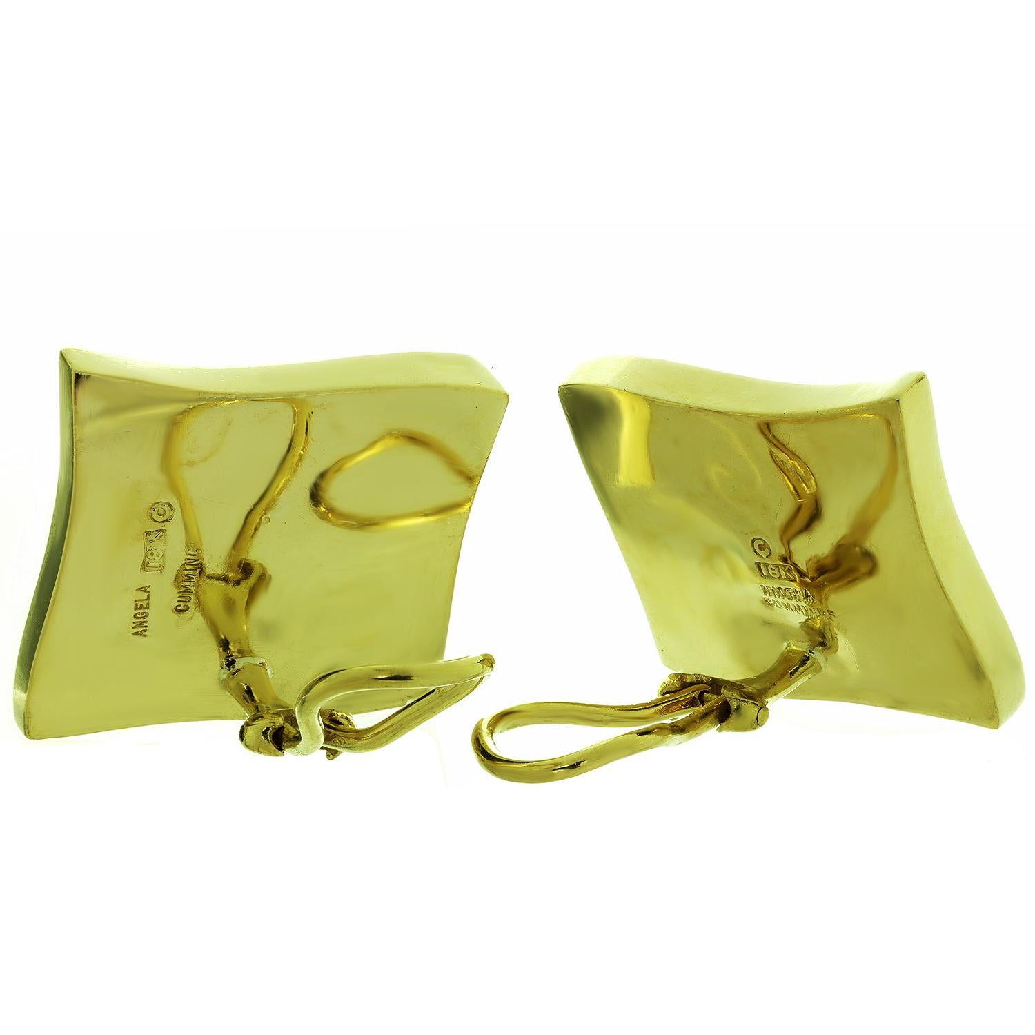 ANGELA CUMMINGS Paula Shell Yellow Gold Earrings For Sale 1