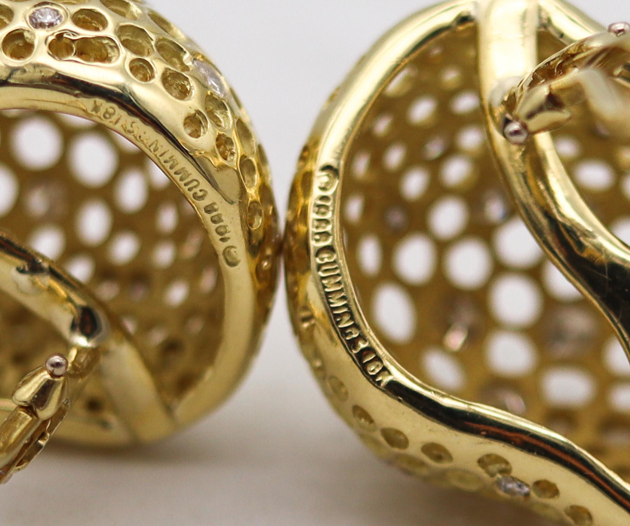 Angela Cummings Perforation Ohrringe in freier Form aus 18 Karat Gold mit 2,24 Karat Diamanten (Modernistisch) im Angebot
