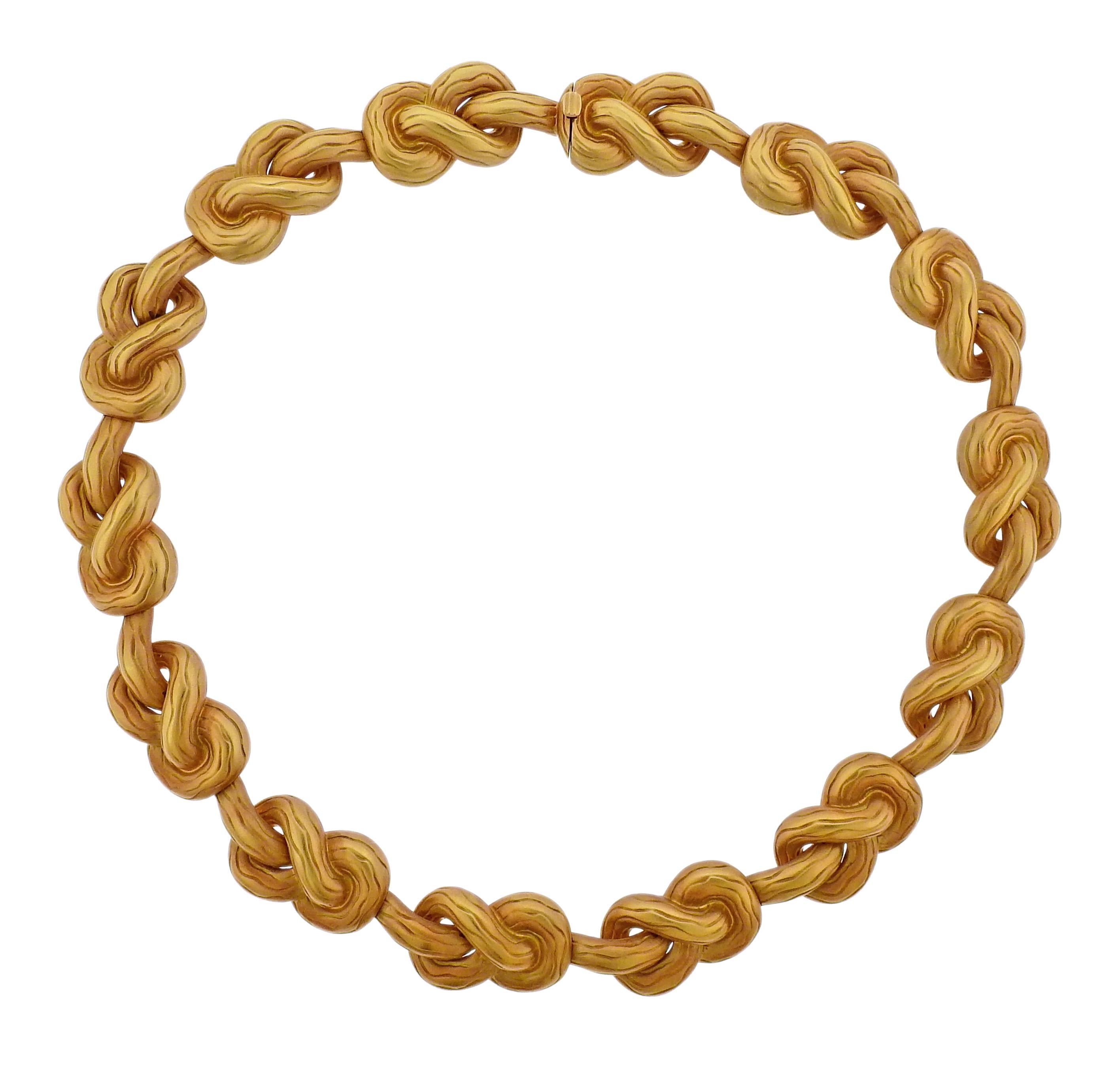 Angela Cummings Pretzel Knot Gold Necklace Earrings Suite For Sale 2