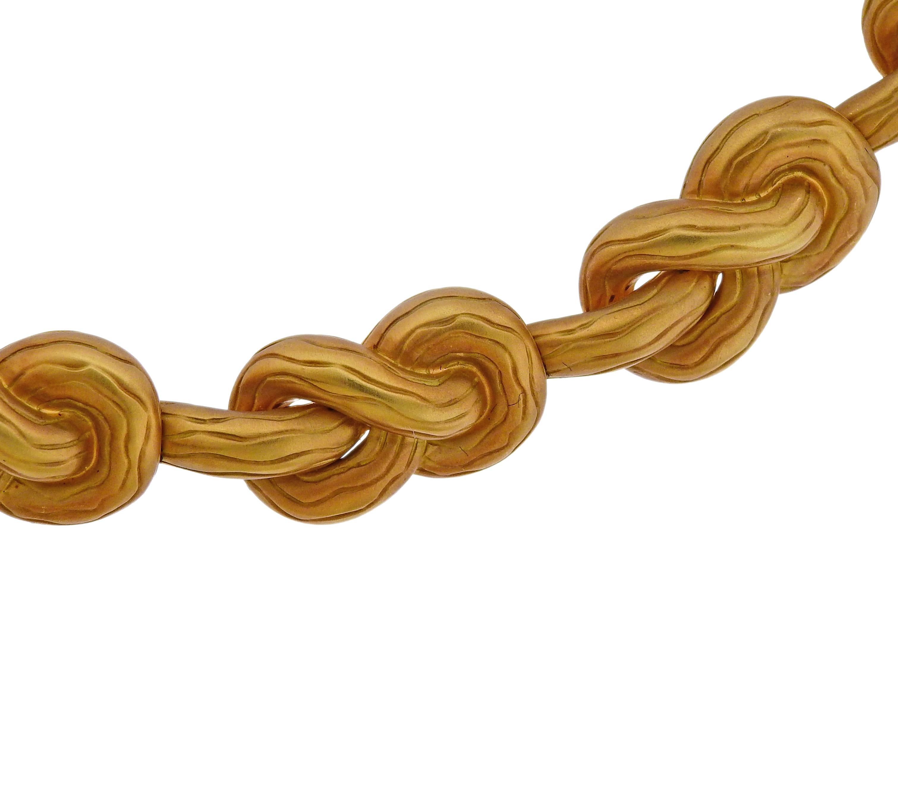 Angela Cummings Pretzel Knot Gold Necklace Earrings Suite For Sale 3