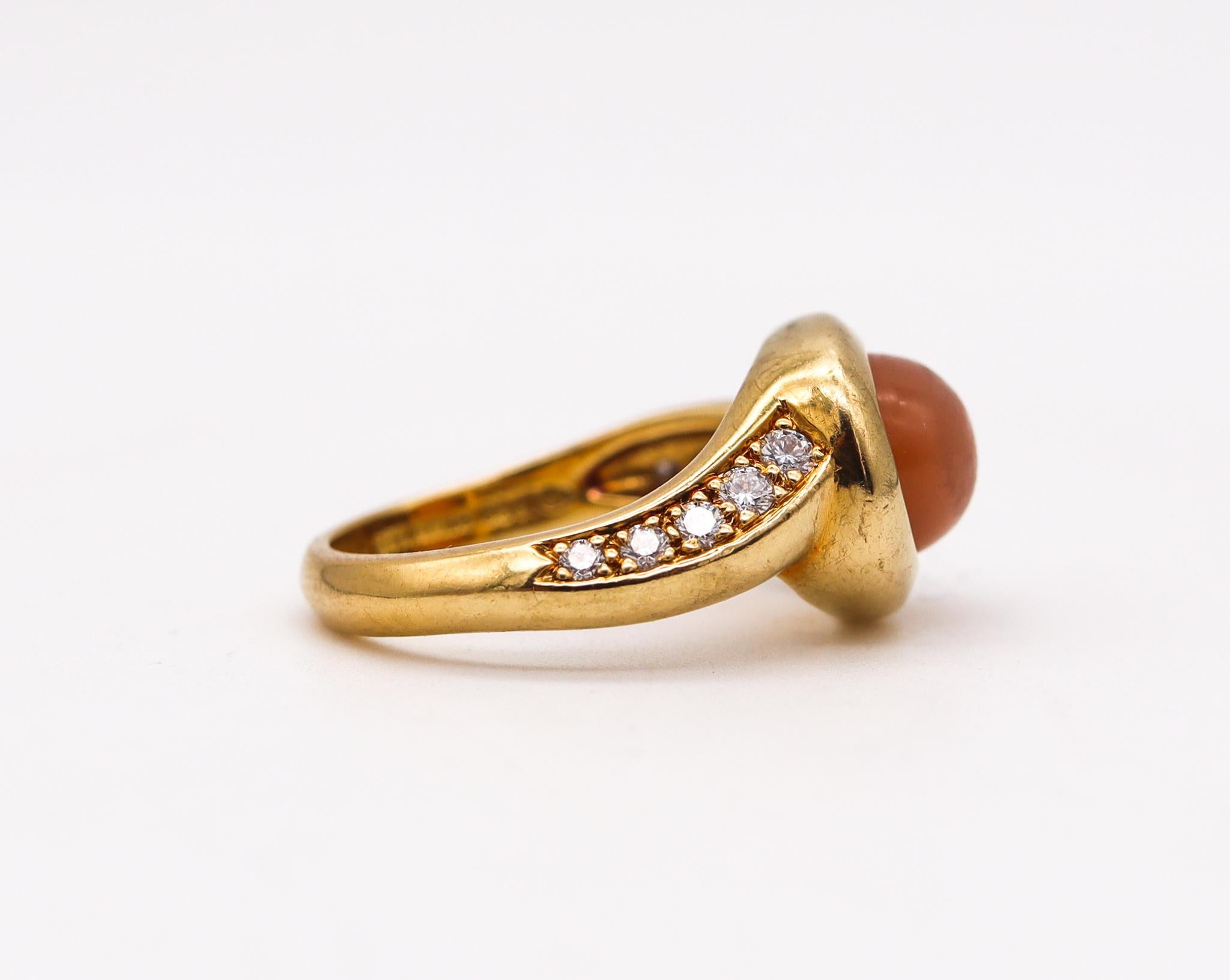 Modernist Angela Cummings Ring In 18Kt Gold With 4.98 Ctw In Diamonds And Moonstone For Sale