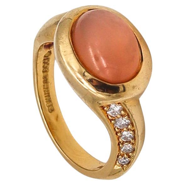 Angela Cummings Ring In 18Kt Gold With 4.98 Ctw In Diamonds And Moonstone