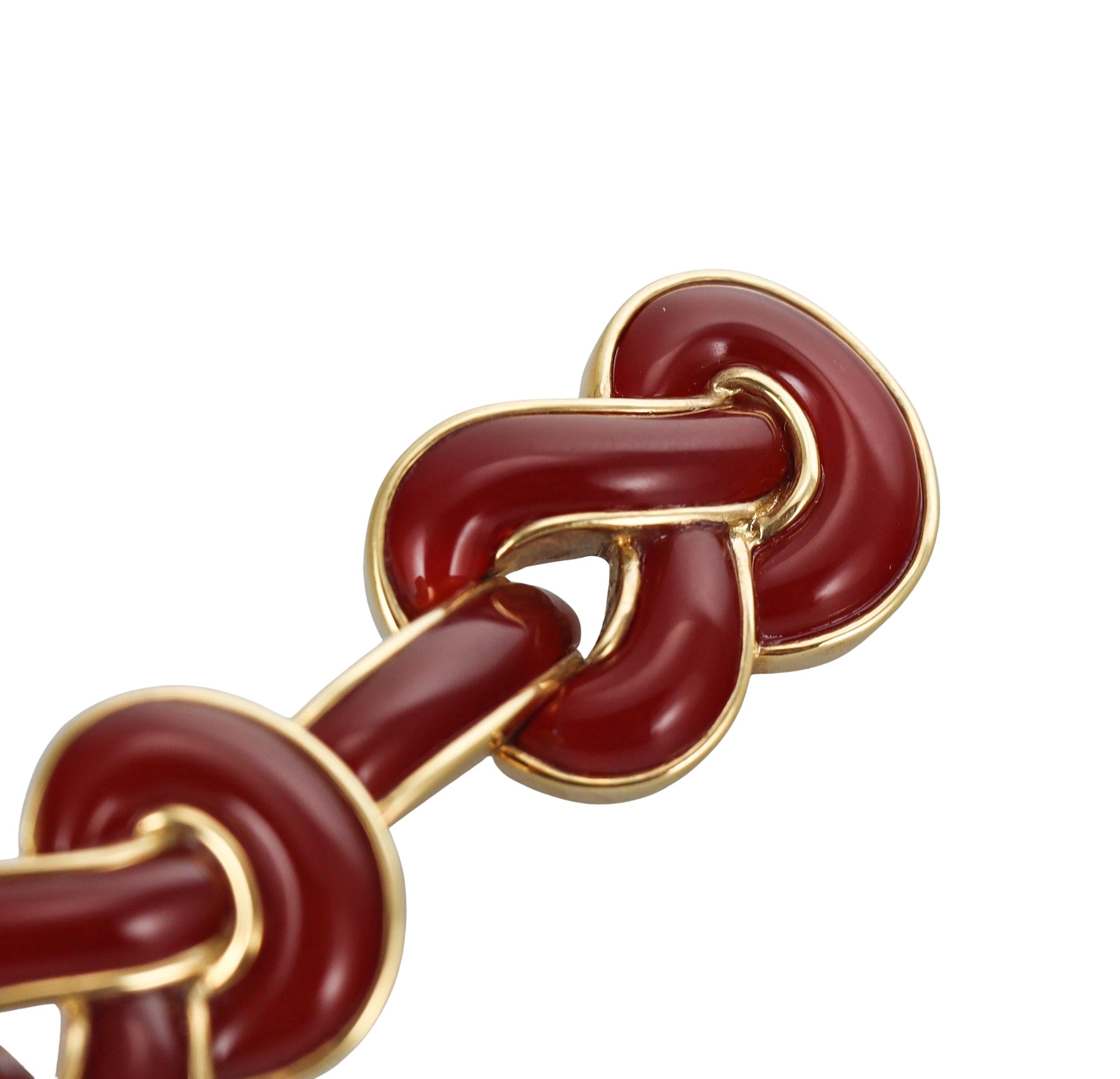 Women's Angela Cummings Sailor's Knot Carnelian Yellow Gold Bracelet For Sale