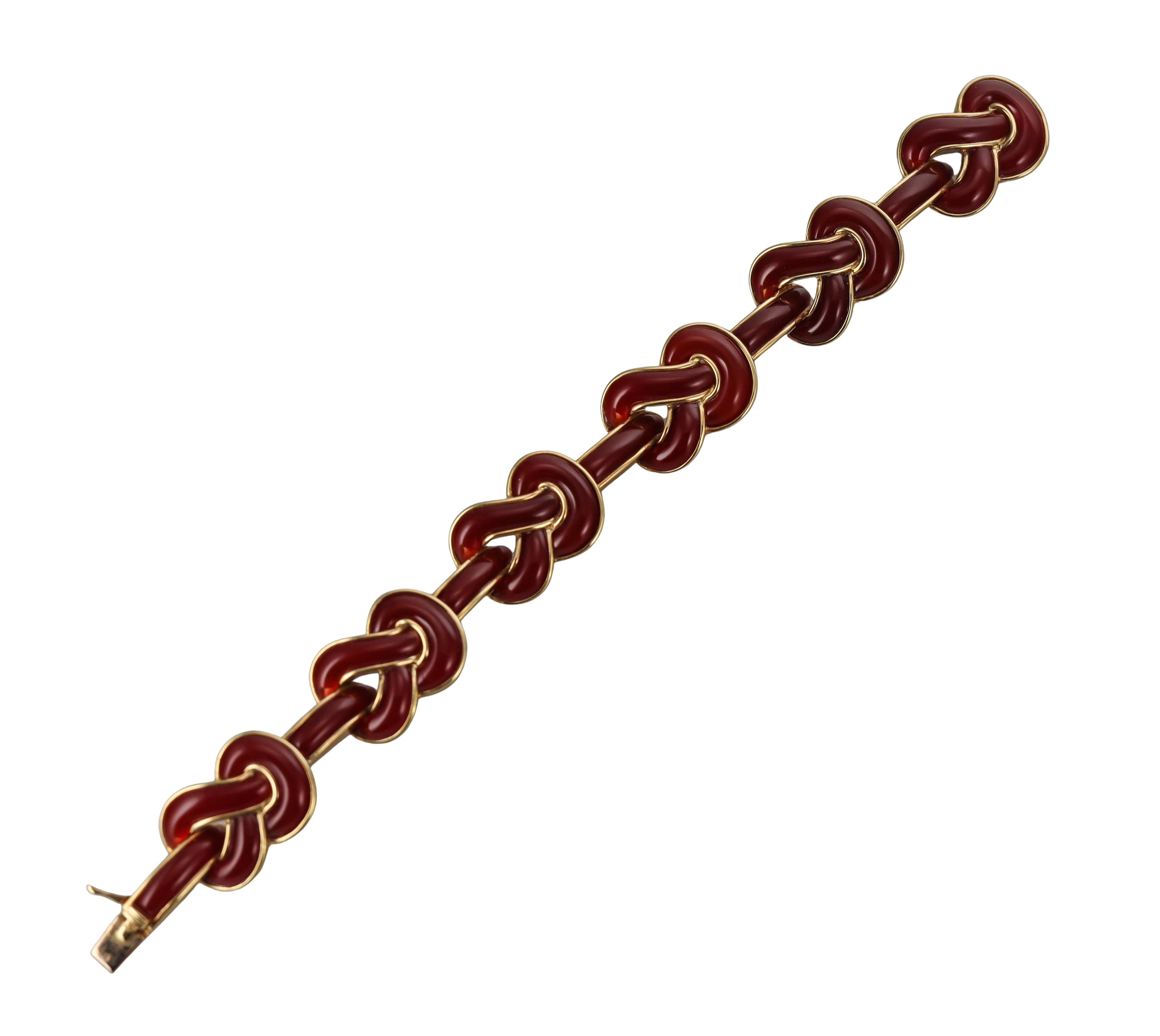 Angela Cummings Sailor's Knot Carnelian Yellow Gold Bracelet For Sale