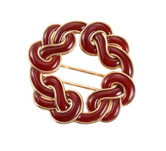 Angela Cummings Sailor's Knot Carnelian Yellow Gold Brooch