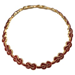 Angela Cummings Matrosenknoten  Karneol Gelbgold Halskette