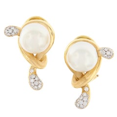 Angela Cummings South Sea Pearl Diamond Knot Earrings