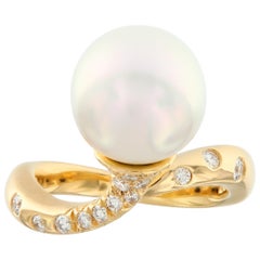 Angela Cummings South Sea Pearl Diamond Yellow Gold Ring