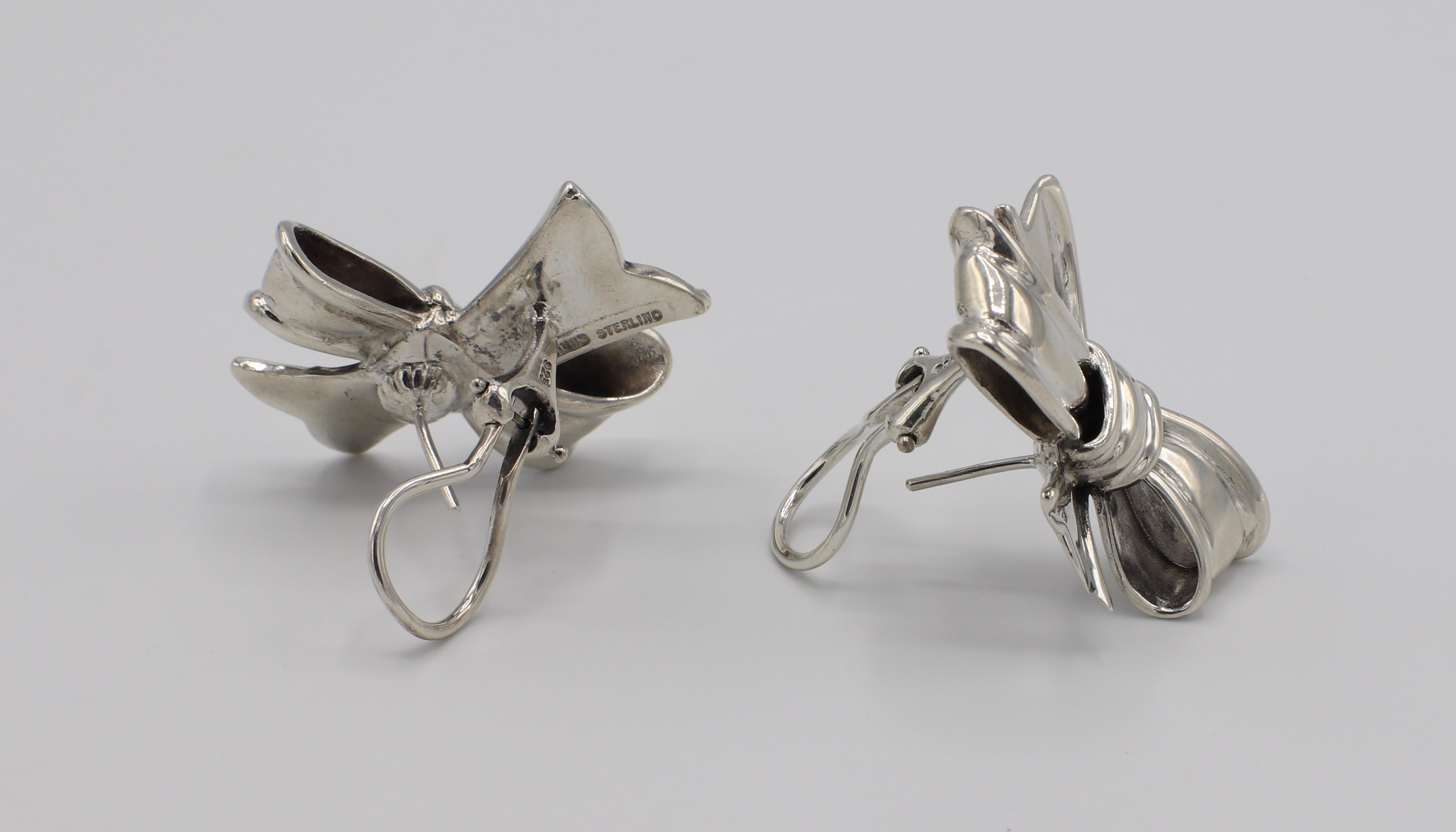 bow earrings sterling silver