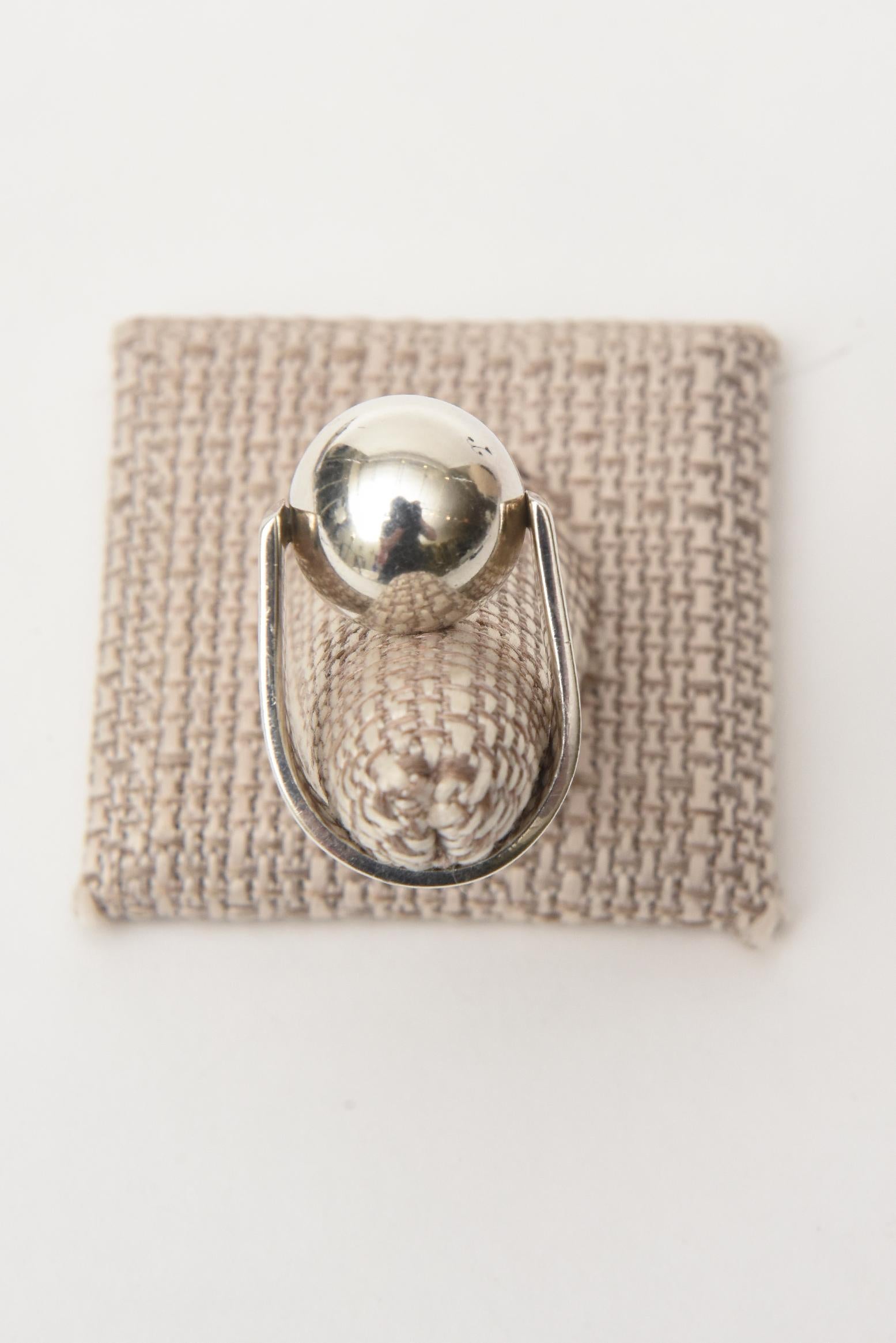 Women's Vintage Angela Cummings Sterling Silver Sculptural Ball Ring For Sale