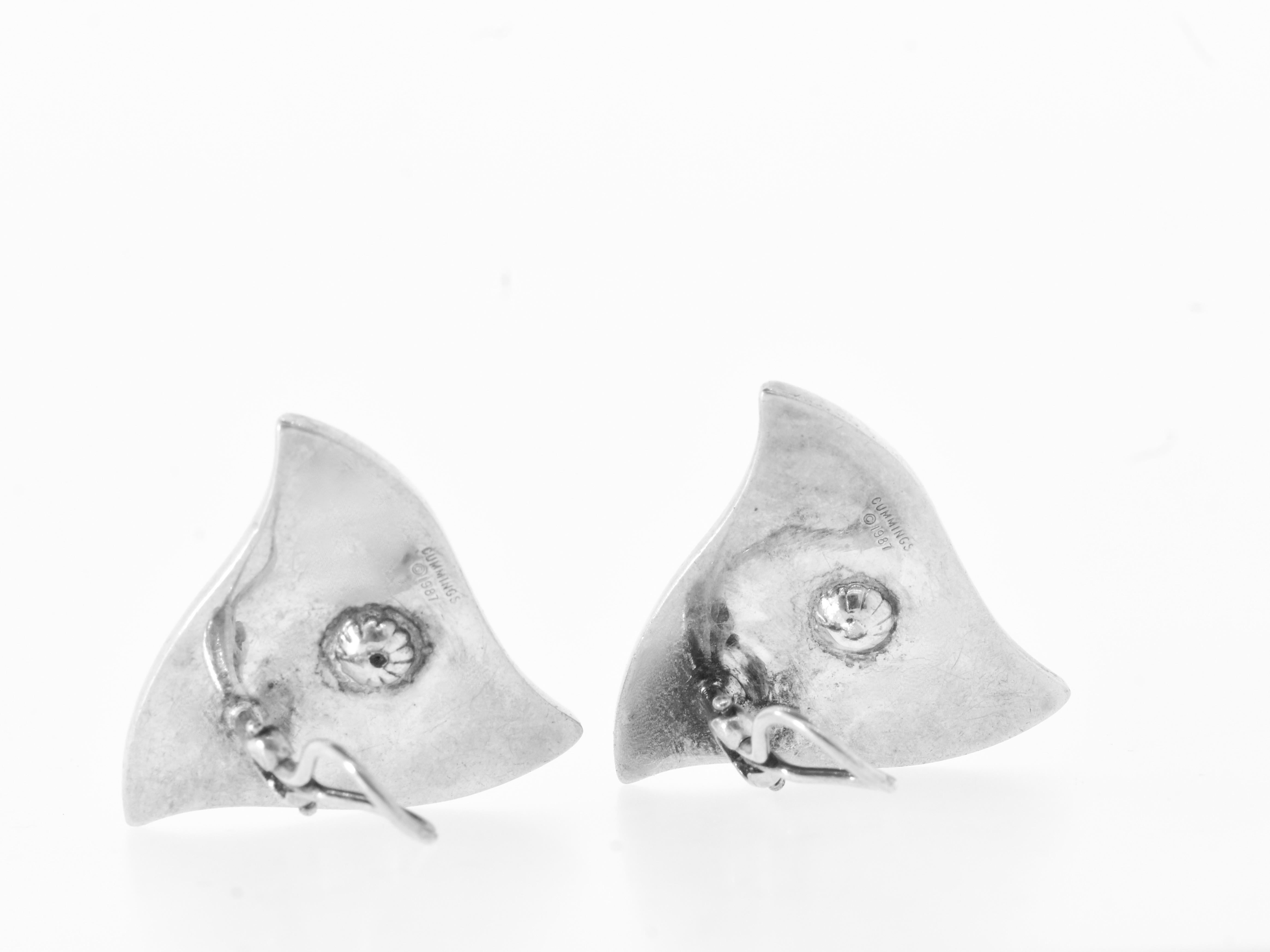 Women's or Men's Angela Cummings Sterling Silver Striking Extra Large Vintage Earrings, 1987 For Sale