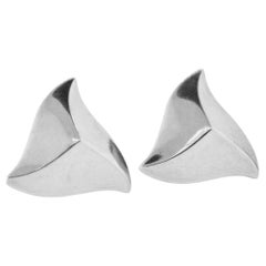 Angela Cummings Sterling Silver Striking Extra Large Retro Earrings, 1987