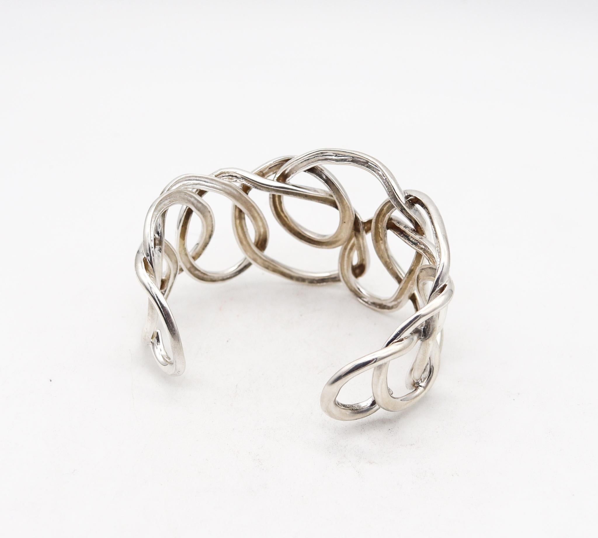 Angela Cummings Studio 1990 Free-Form Sculptural Cuff Solid .925 Sterling Silver In Excellent Condition In Miami, FL