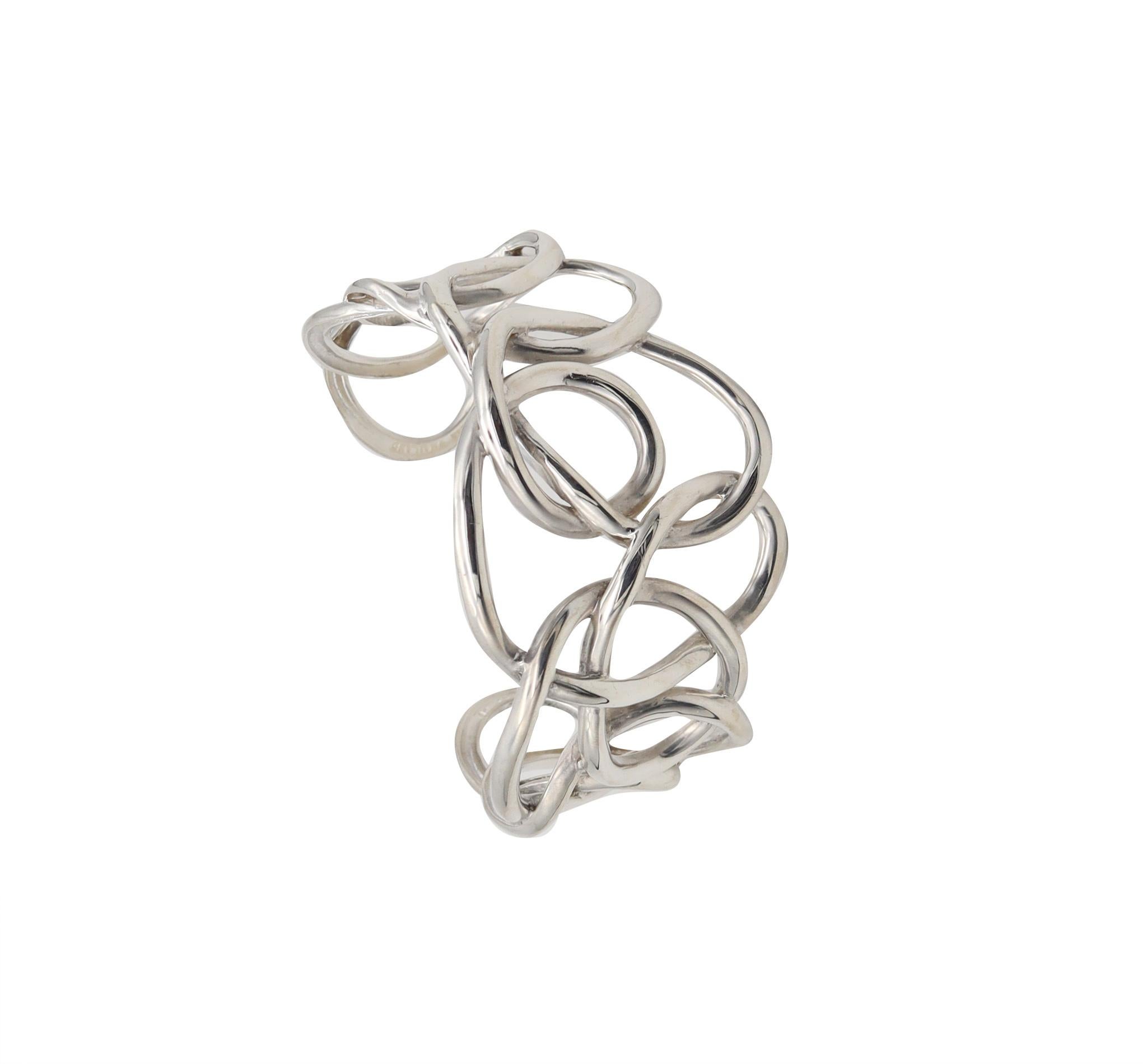 Women's or Men's Angela Cummings Studio 1990 Free-Form Sculptural Cuff Solid .925 Sterling Silver