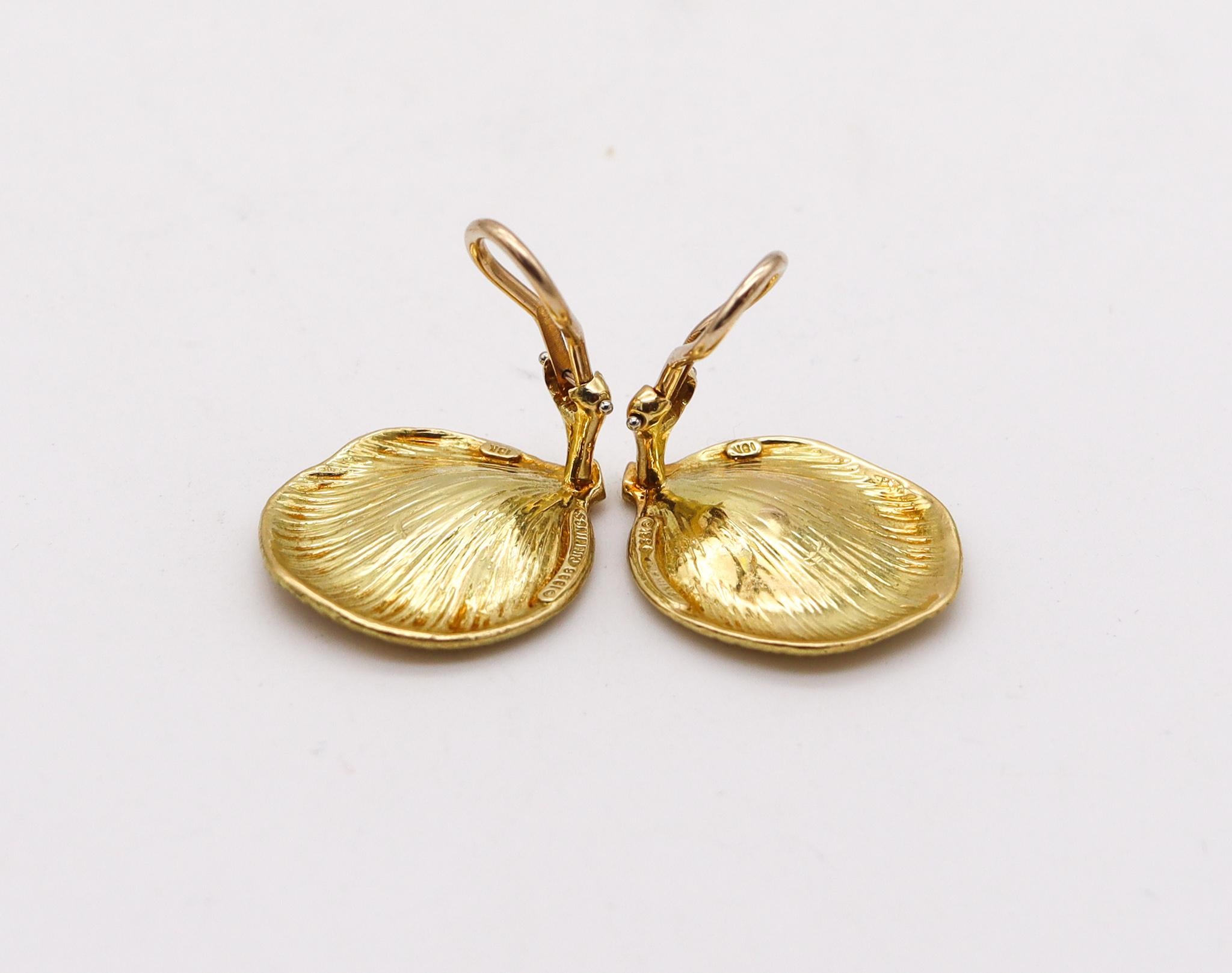 Modernist Angela Cummings Studio 1993 Textured Petals Earrings in Solid 18kt Yellow Gold For Sale