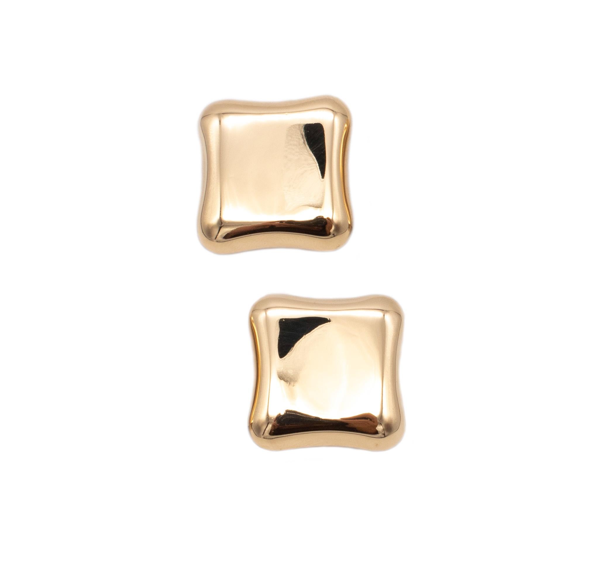 Angela Cummings Studios 1984 Geometrische Ohrringe aus 18 Karat Gelbgold mit Kissenschliff Damen im Angebot