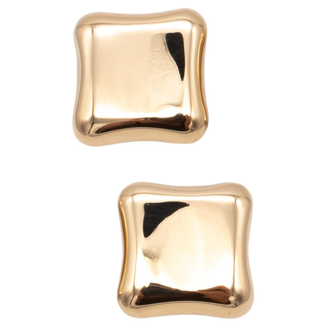 Angela Cummings Studios 1984 Cushion Geometric Earrings In 18Kt Yellow Gold