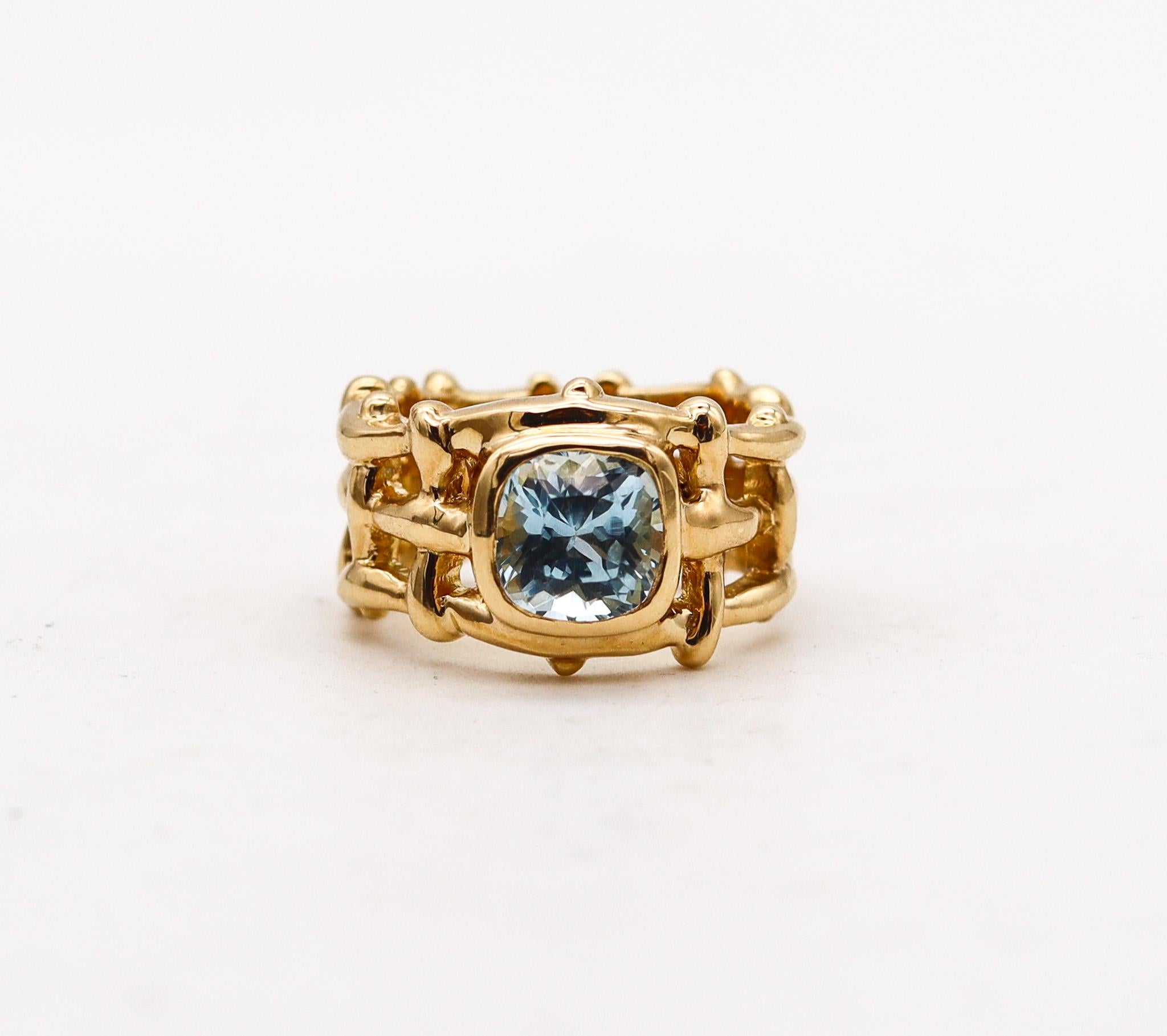 Modern Angela Cummings Studios Cocktail Ring In 18Kt Gold With 2.32 Cts Aquamarine For Sale