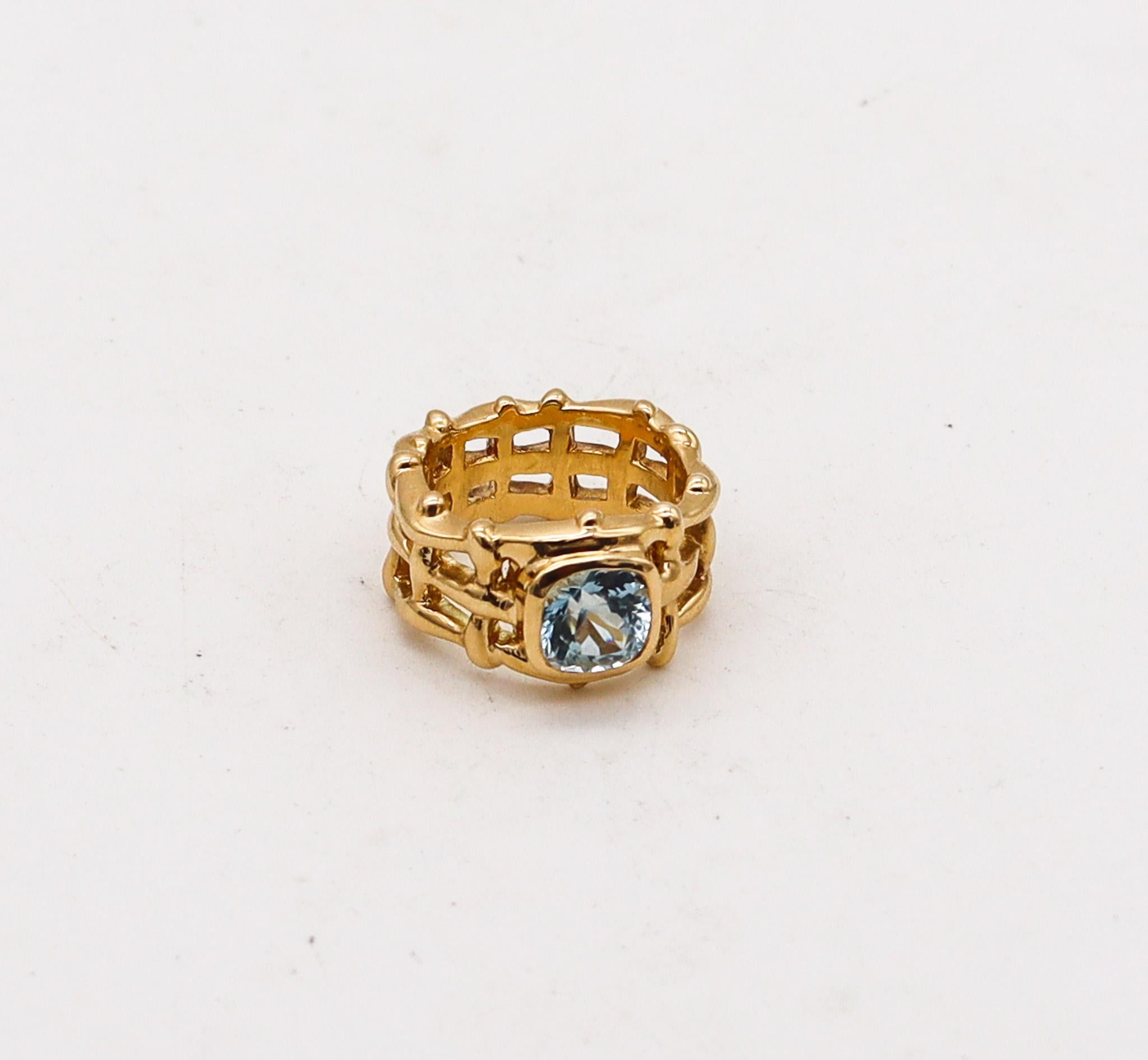 Cushion Cut Angela Cummings Studios Cocktail Ring In 18Kt Gold With 2.32 Cts Aquamarine For Sale