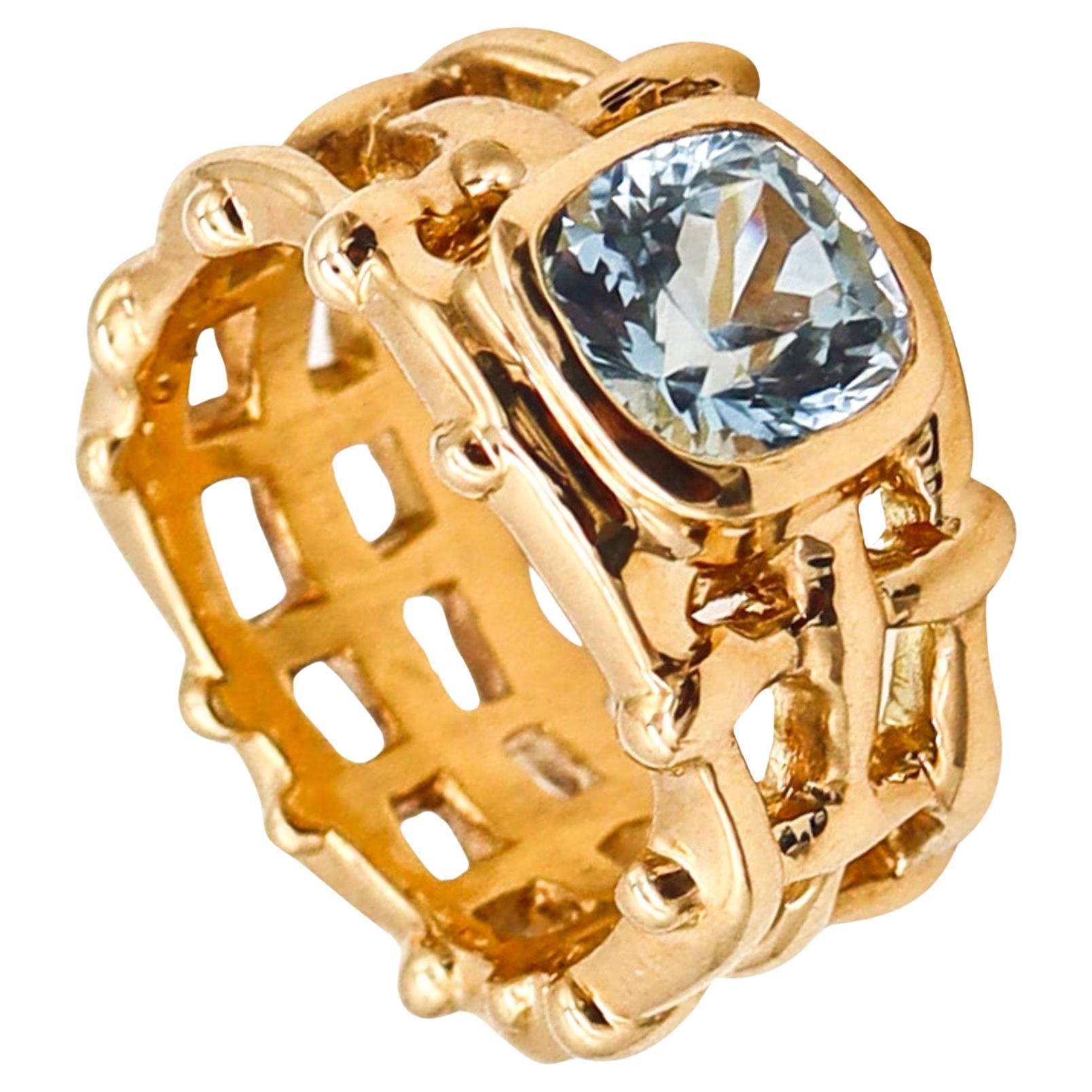 Angela Cummings Studios Cocktail Ring In 18Kt Gold With 2.32 Cts Aquamarine For Sale