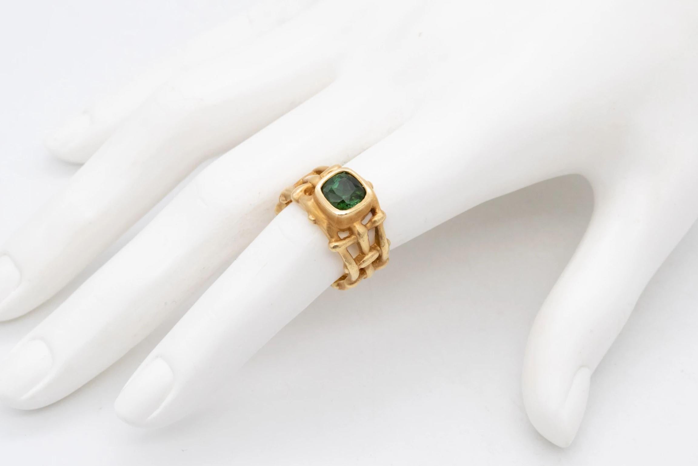 Angela Cummings Studios Rare Cocktail Ring 18Kt Yellow Gold 2.13 Cts Tourmaline For Sale 3