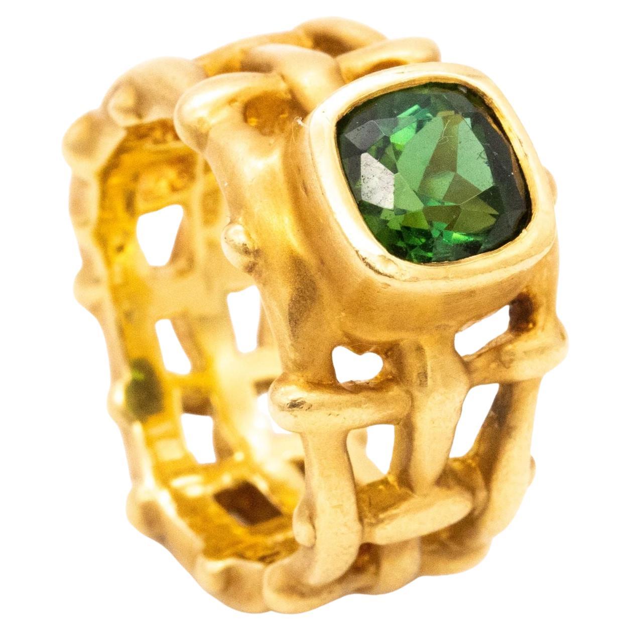 Angela Cummings Studios Rare Cocktail Ring 18Kt Yellow Gold 2.13 Cts Tourmaline For Sale