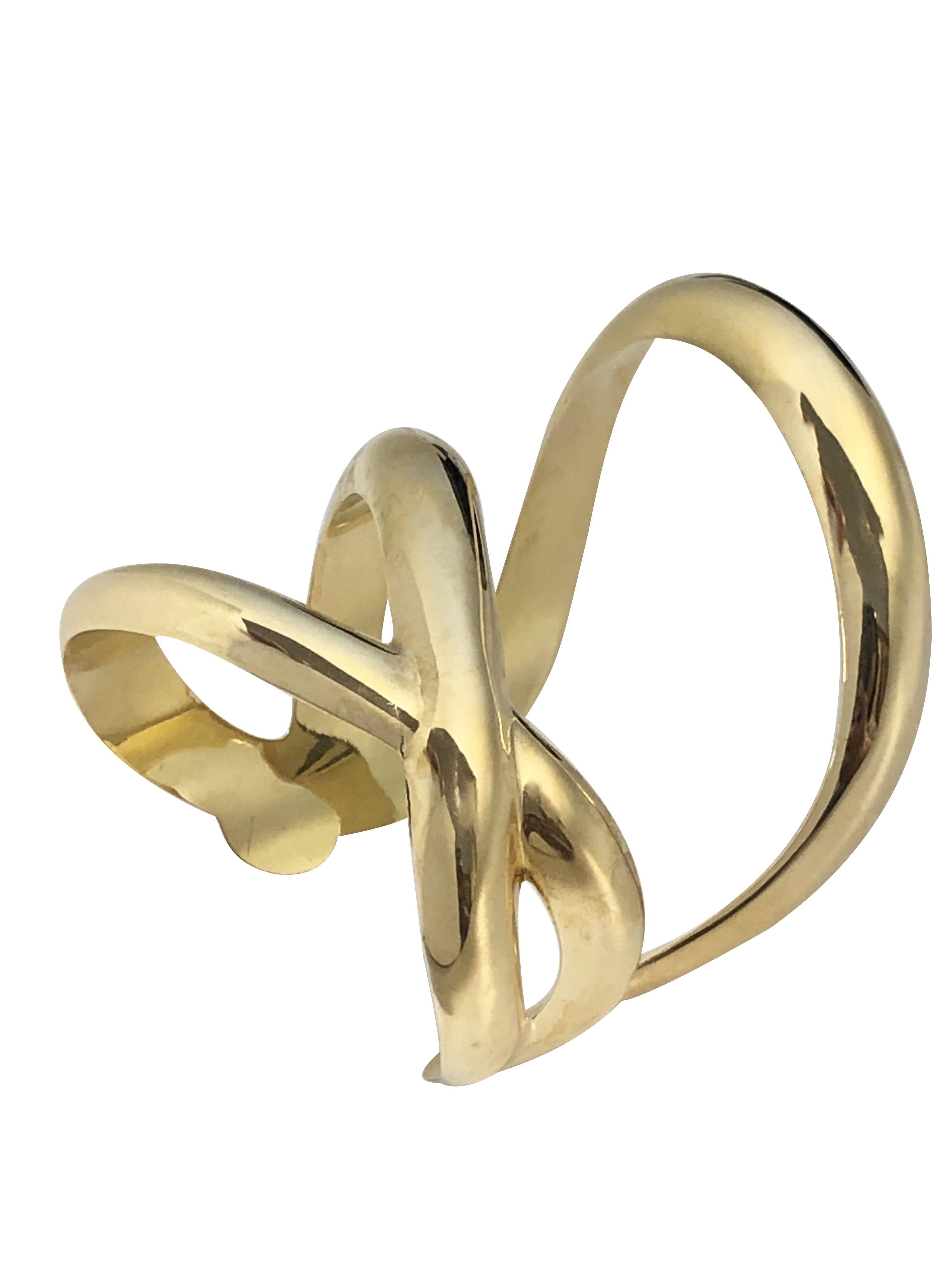Angela Cummings Studios Brazalete grande vintage de 18 quilates Modernista en venta