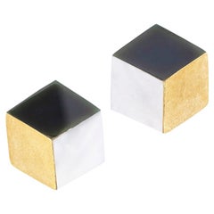 Angela Cummings Three Dimension Cube Yellow Gold Stud Earrings