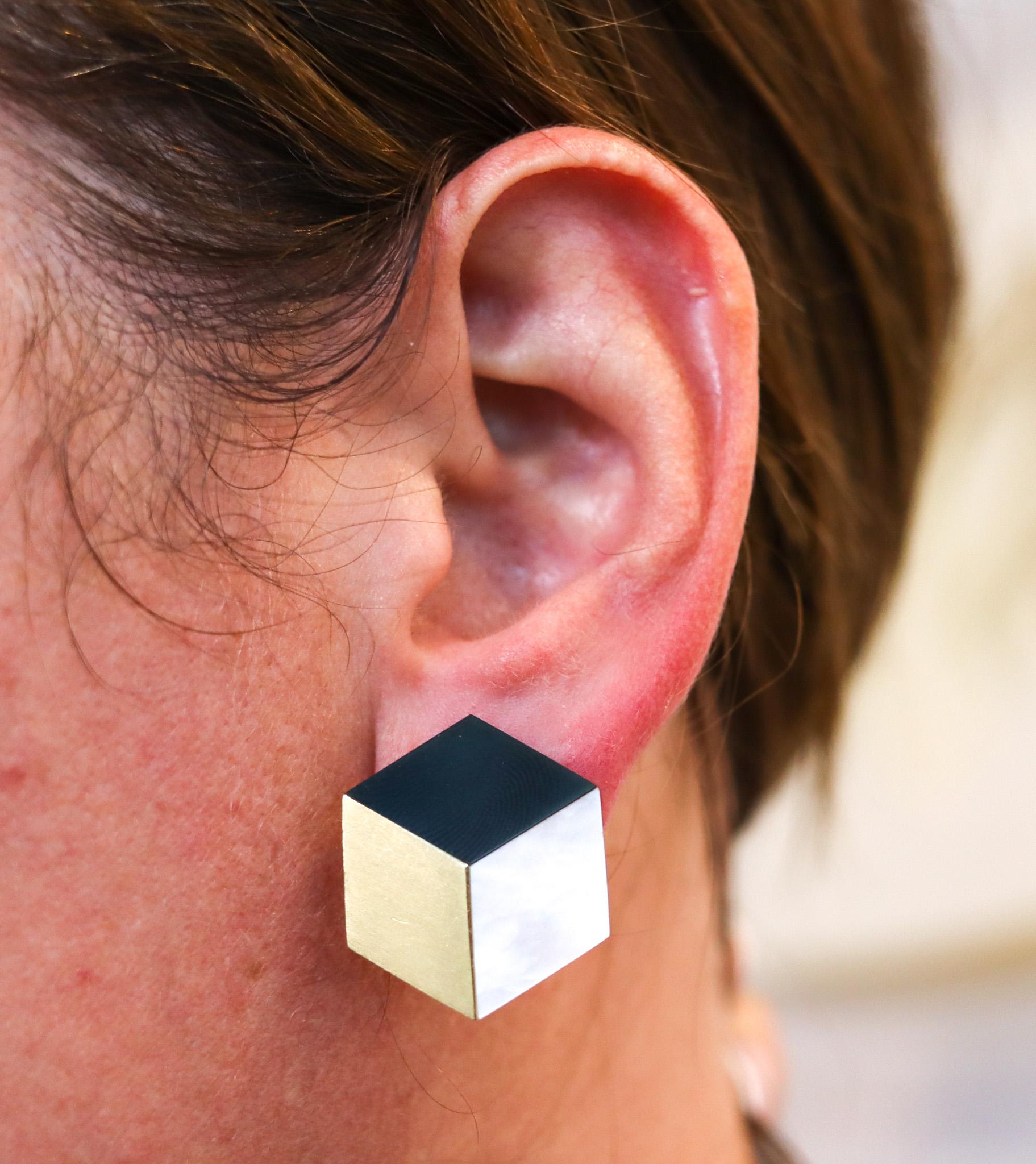 Angela Cummings Three Dimensional Geometric Clips On Earrings In 18Kt Gold 1
