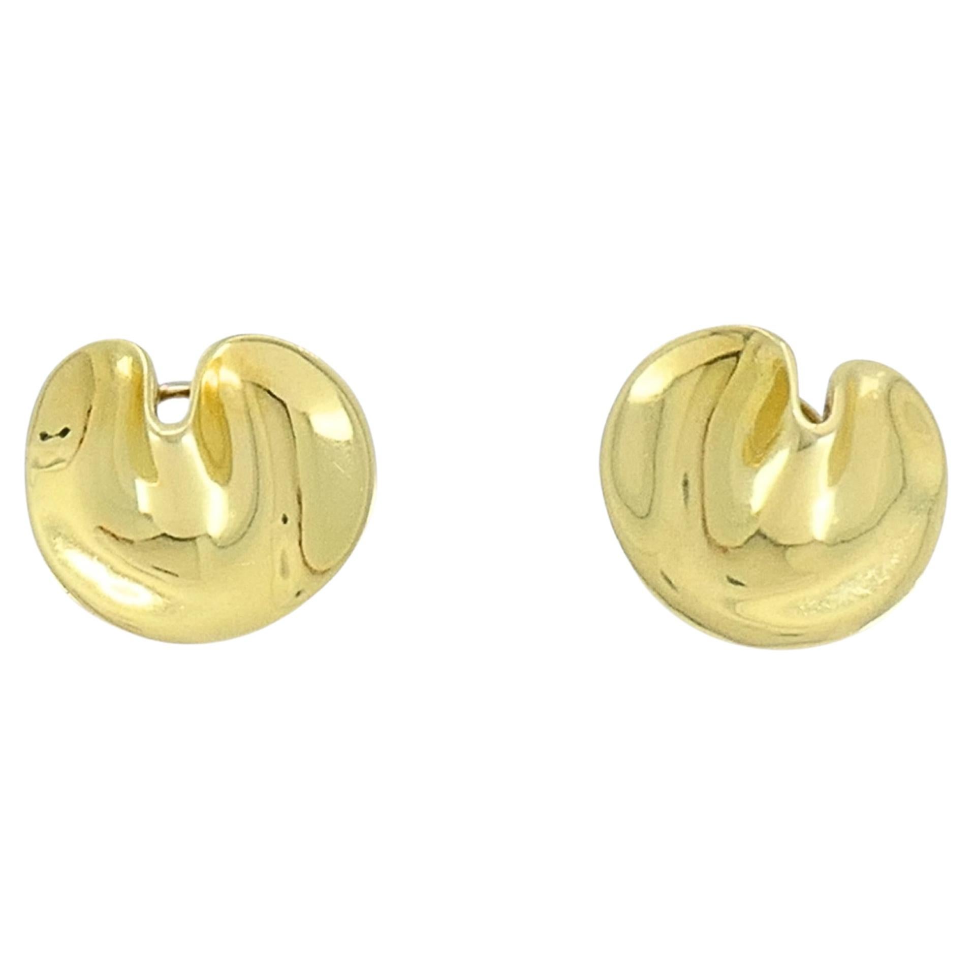 Angela Cummings Tiffany & Co. 18k Gold Lily Pad Earrings For Sale