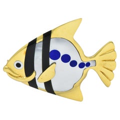 Angela Cummings pour Tiffany & Co. 1970, broche poisson ange en or 18 carats incrustée de multi-gemmes