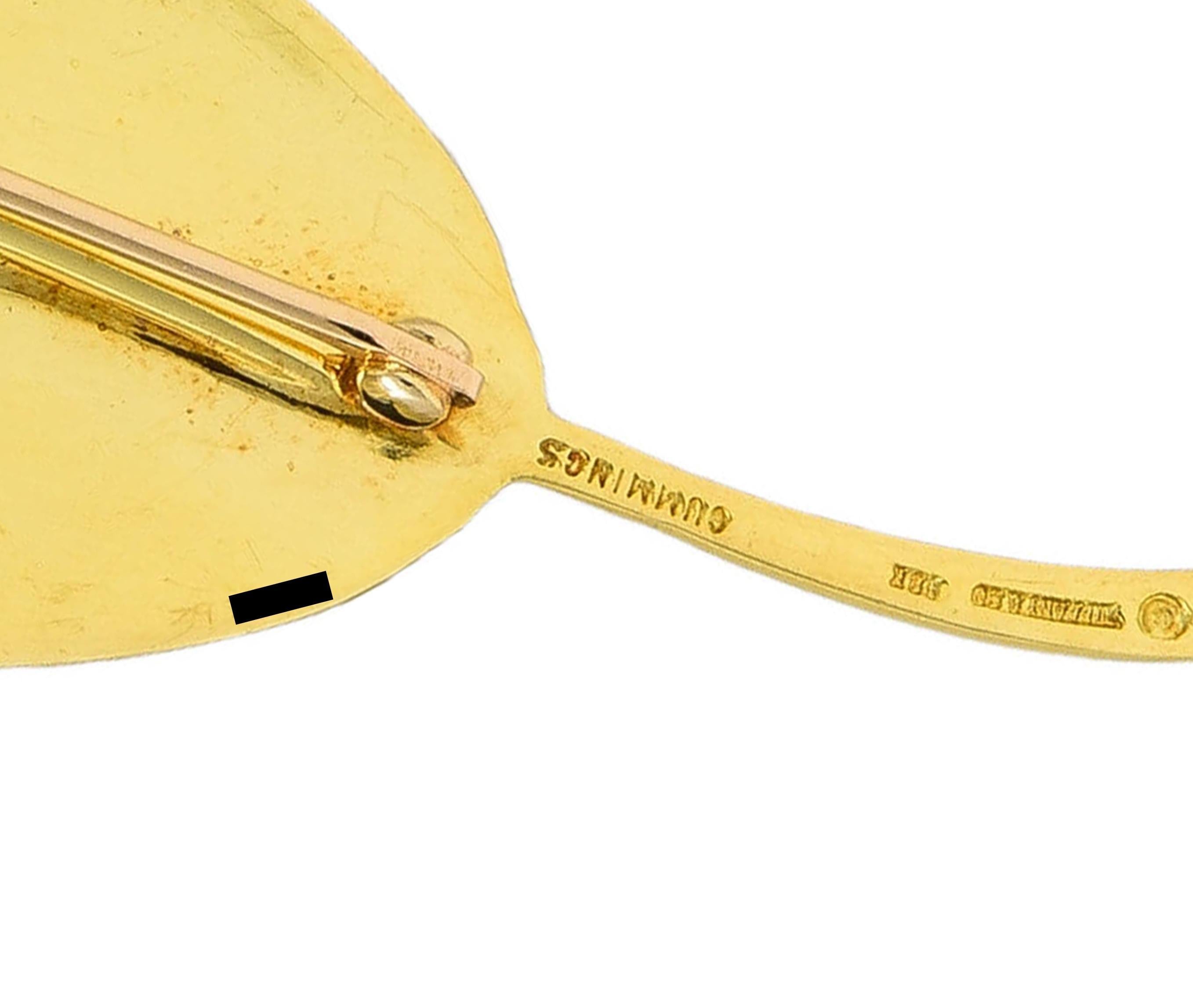 Angela Cummings Tiffany & Co. 1980 18 Karat Yellow Gold Vintage Leaf Brooch For Sale 2