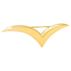 Angela Cummings Tiffany & Co. 1980's 18 Karat Yellow Gold Vintage Seagull Brooch