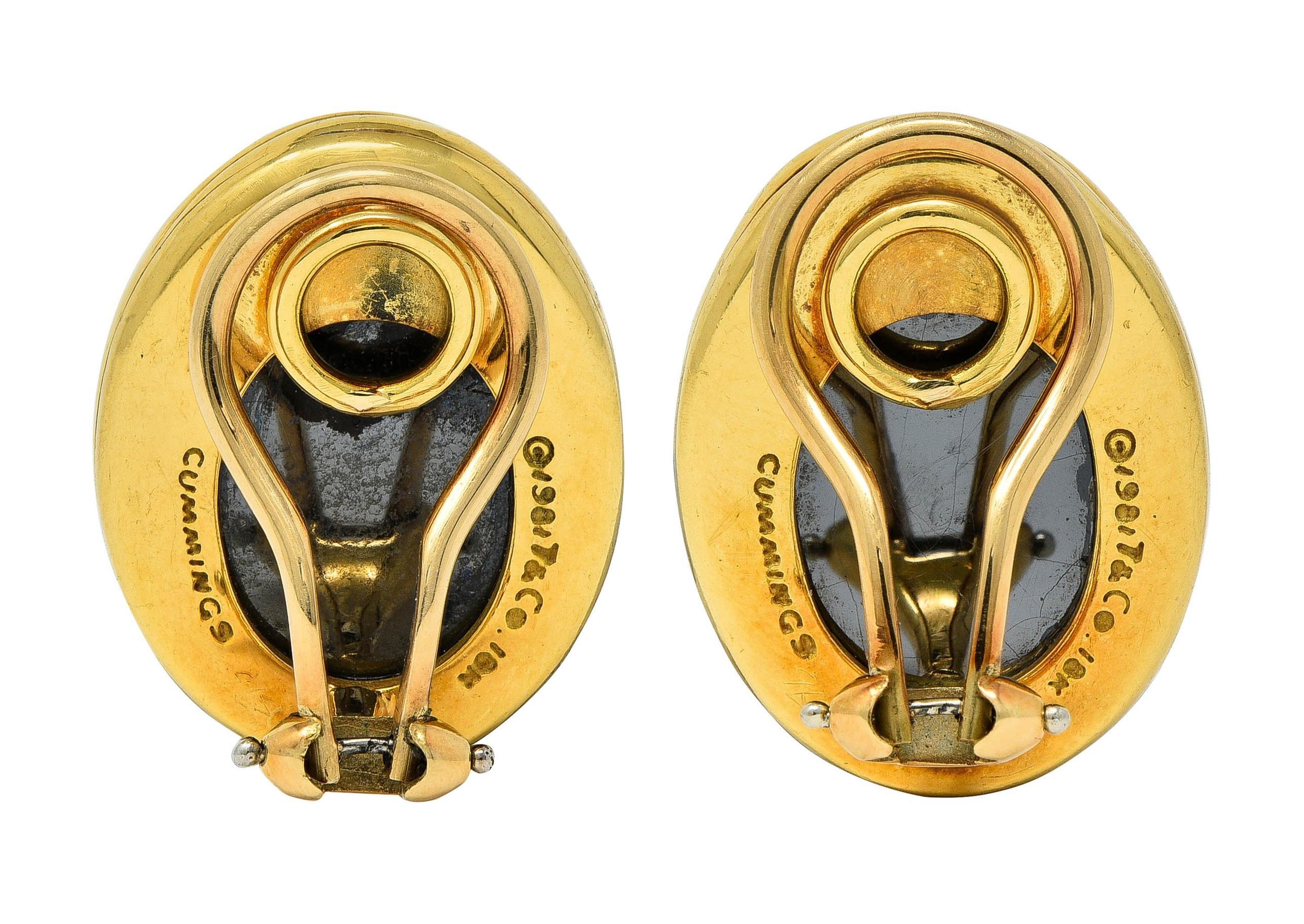 Women's or Men's Angela Cummings Tiffany & Co. 1981 Hematite 18K Gold Vintage Ear-Clip Earrings For Sale