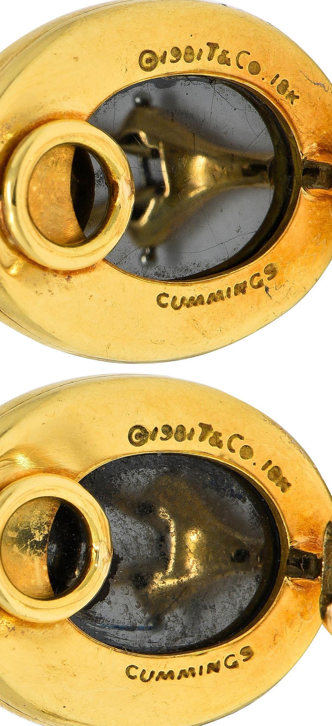Angela Cummings Tiffany & Co. 1981 Hematite 18K Gold Vintage Ear-Clip Earrings For Sale 1