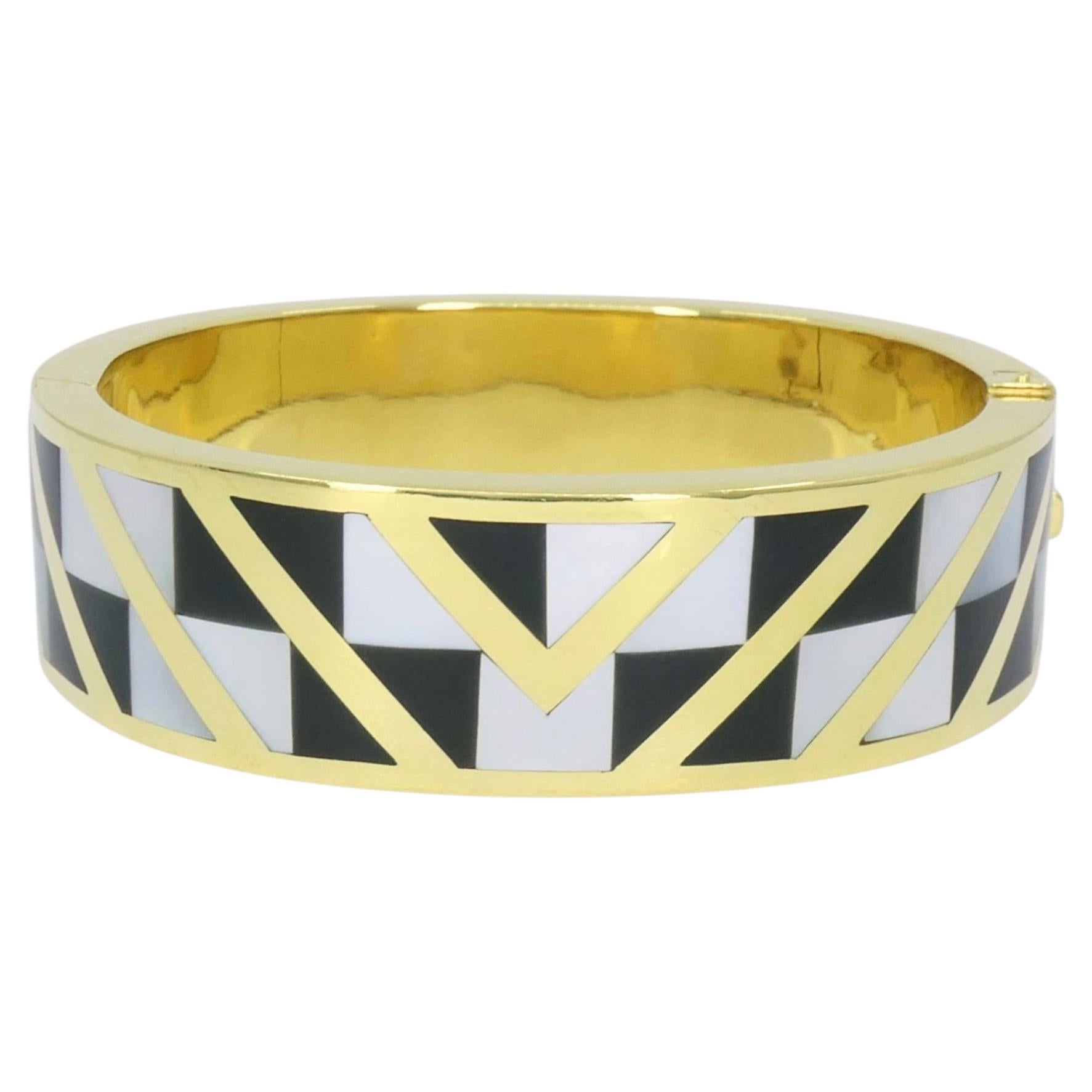 Angela Cummings for Tiffany & Co., 1986, Armband aus 18-karätigem Gold mit Onyx und Perlmutt-Intarsien im Angebot