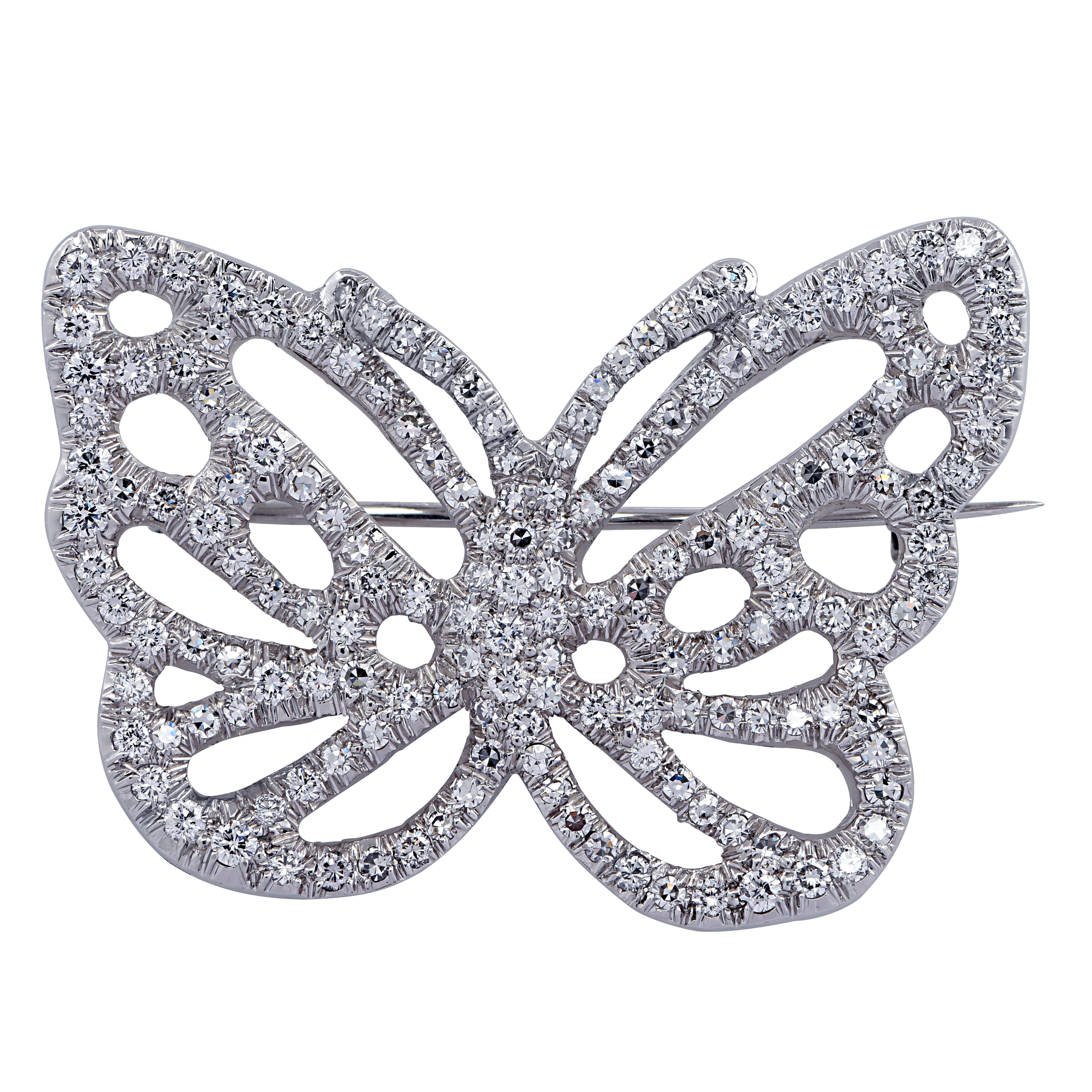 Round Cut Angela Cummings & Tiffany & Co. Diamond Butterfly Brooch Pin