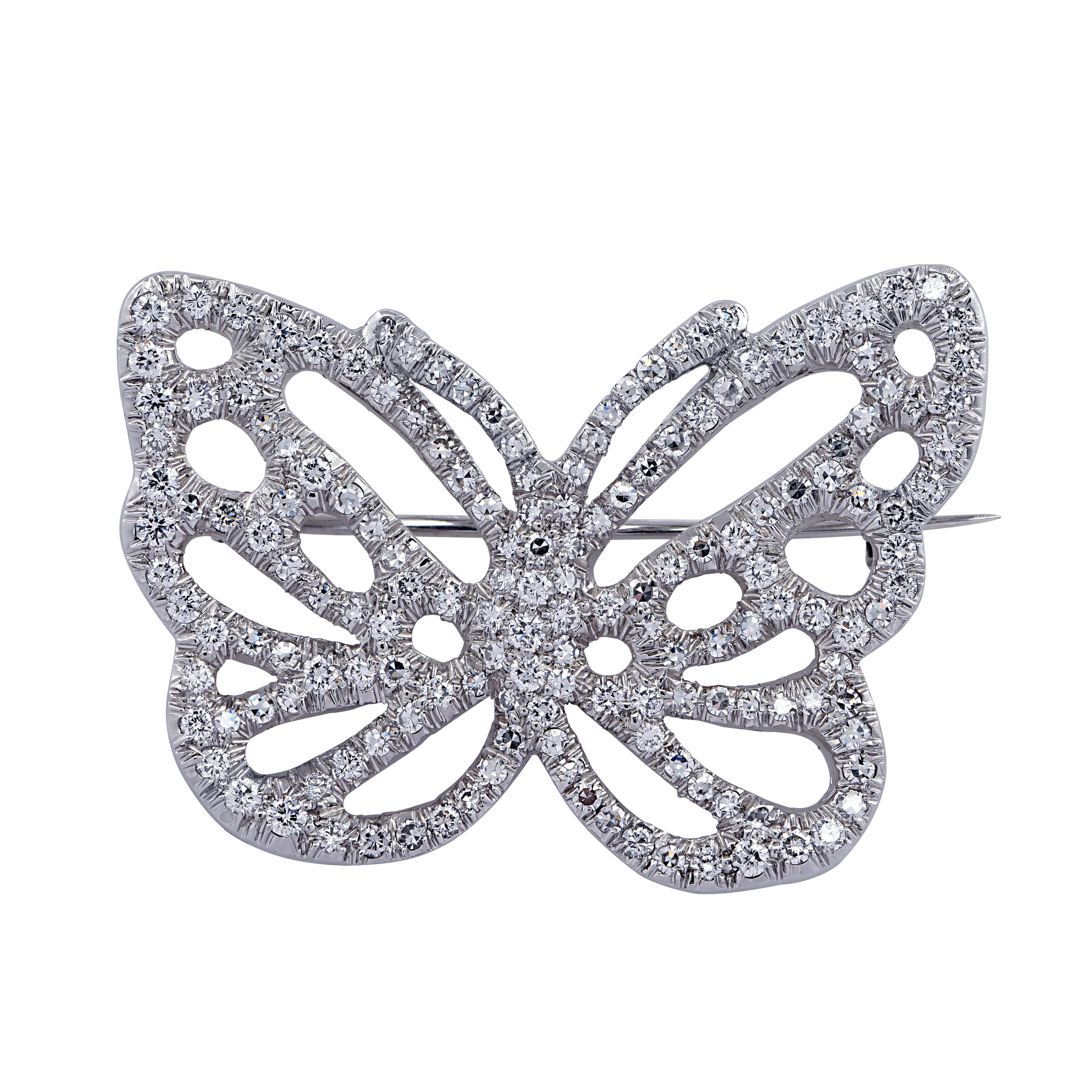 Angela Cummings & Tiffany & Co. Diamond Butterfly Brooch Pin In Good Condition In Miami, FL