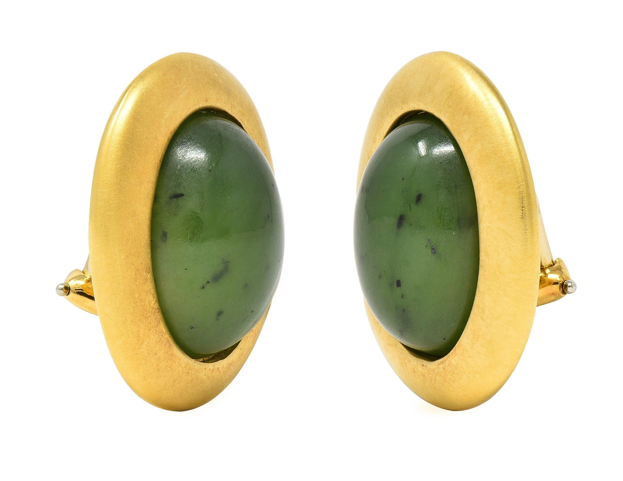 Angela Cummings Tiffany & Co. Jade 18 Karat Yellow Gold Vintage Earrings 2