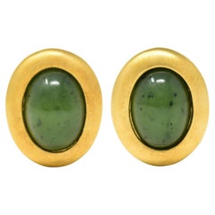 Angela Cummings Tiffany & Co. Jade 18 Karat Yellow Gold Vintage Earrings