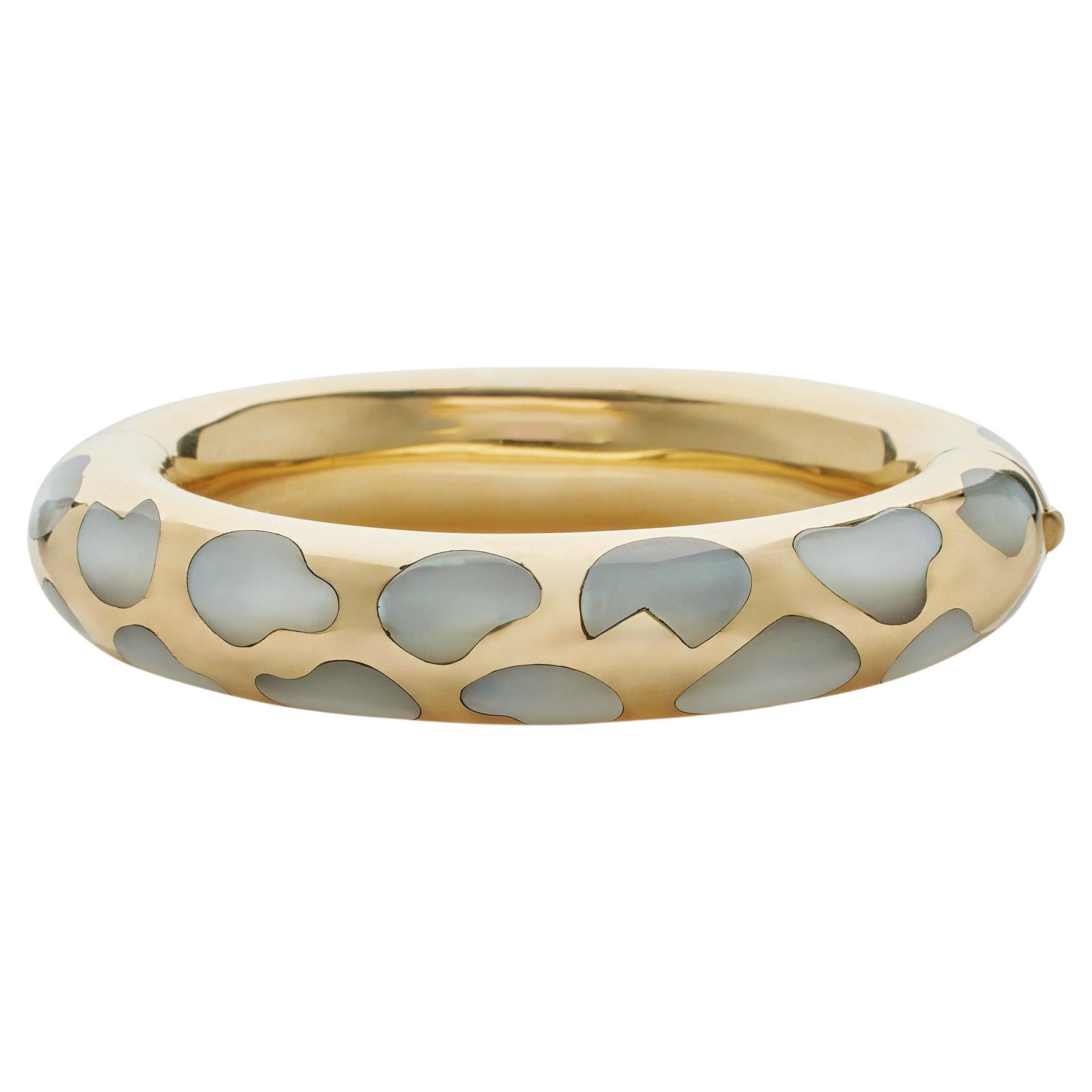 Angela Cummings Tiffany & Co. Mother-of-Pearl and 18K Gold Bangle Bracelet For Sale