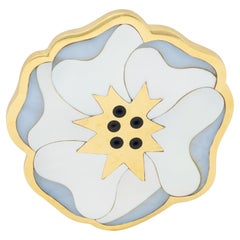 Angela Cummings Tiffany 
Co. Multi-Gem Inlay 18K Vintage Poppy Flower Brooch