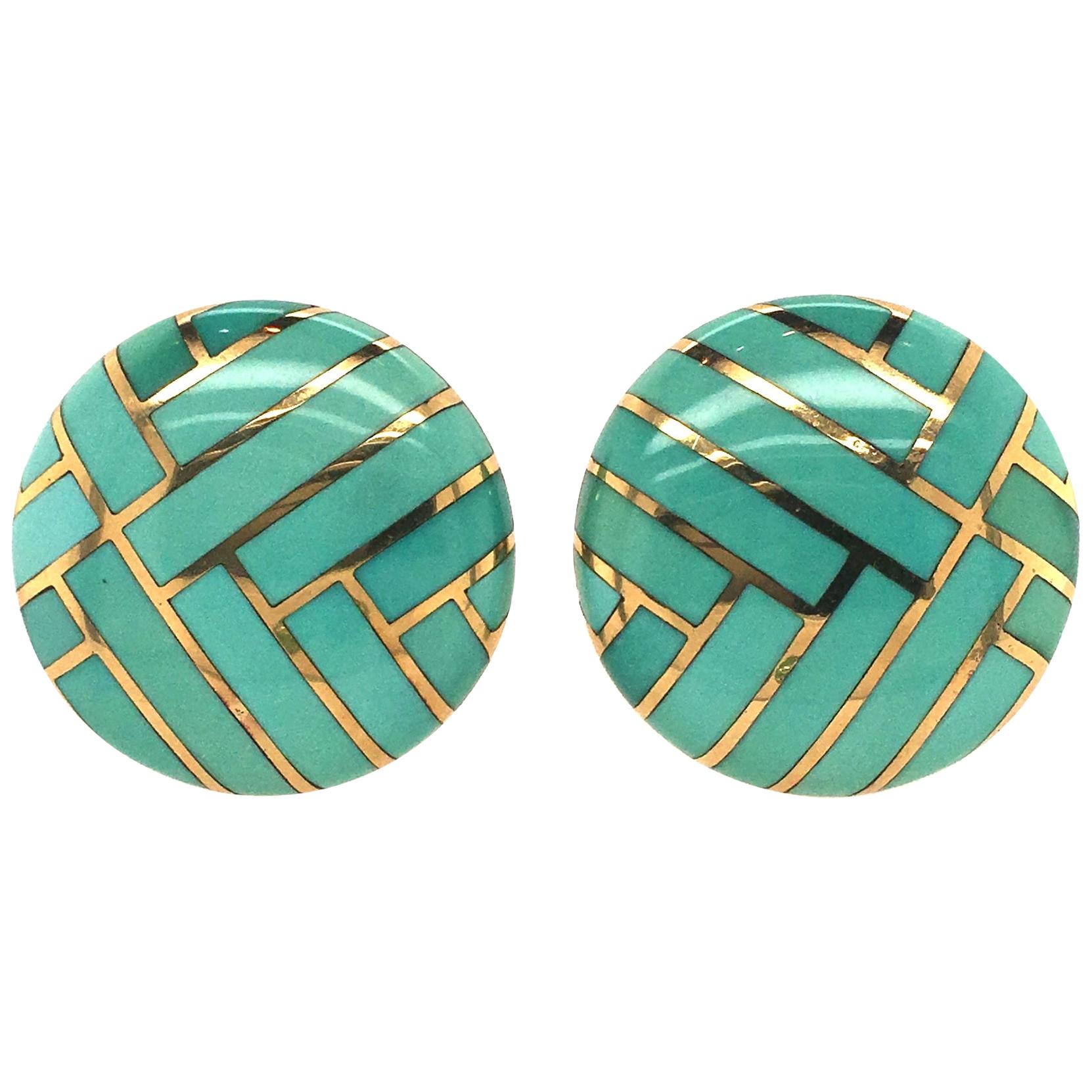 Angela Cummings Turquoise and Gold Earrings