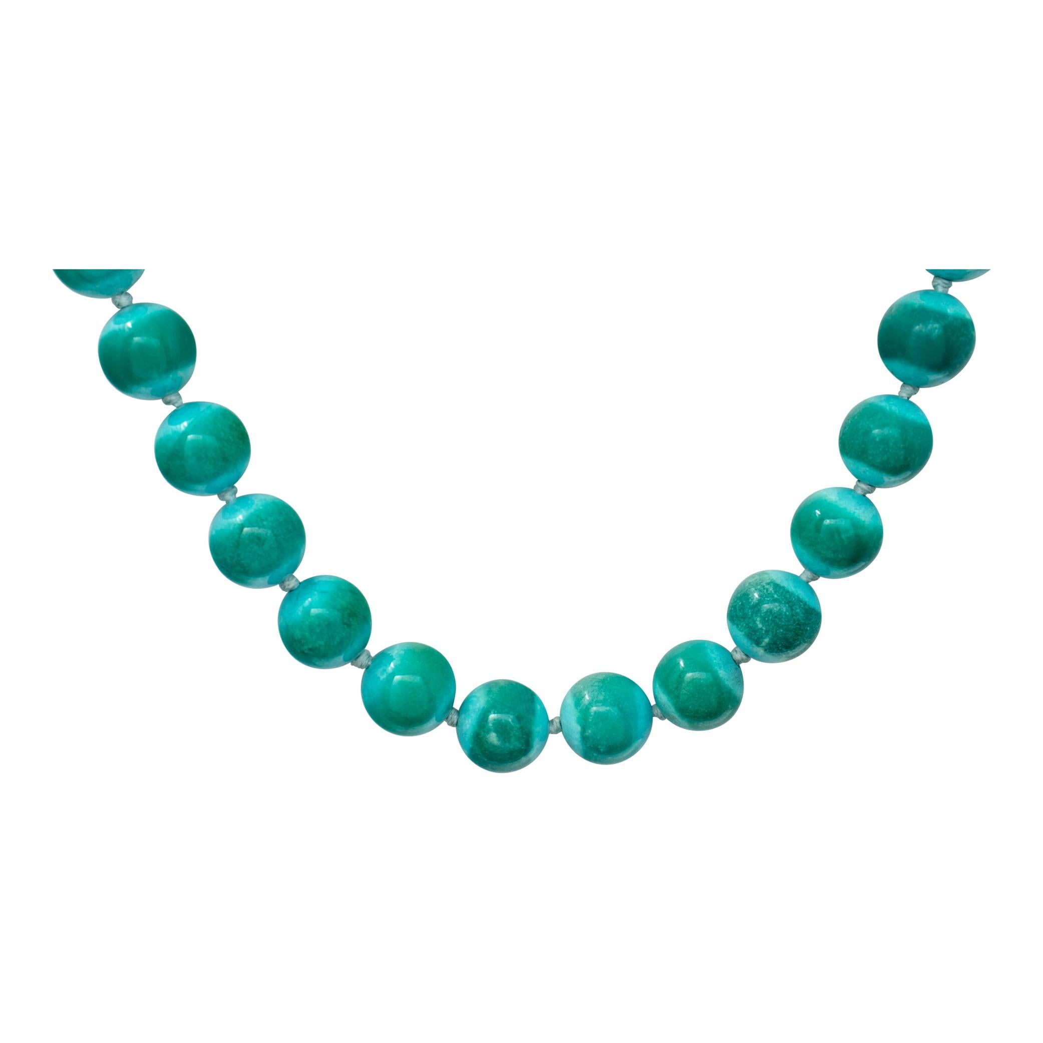 Angela Cummings Turquoise Bead Necklace with 18k gold clasp In Excellent Condition For Sale In Surfside, FL