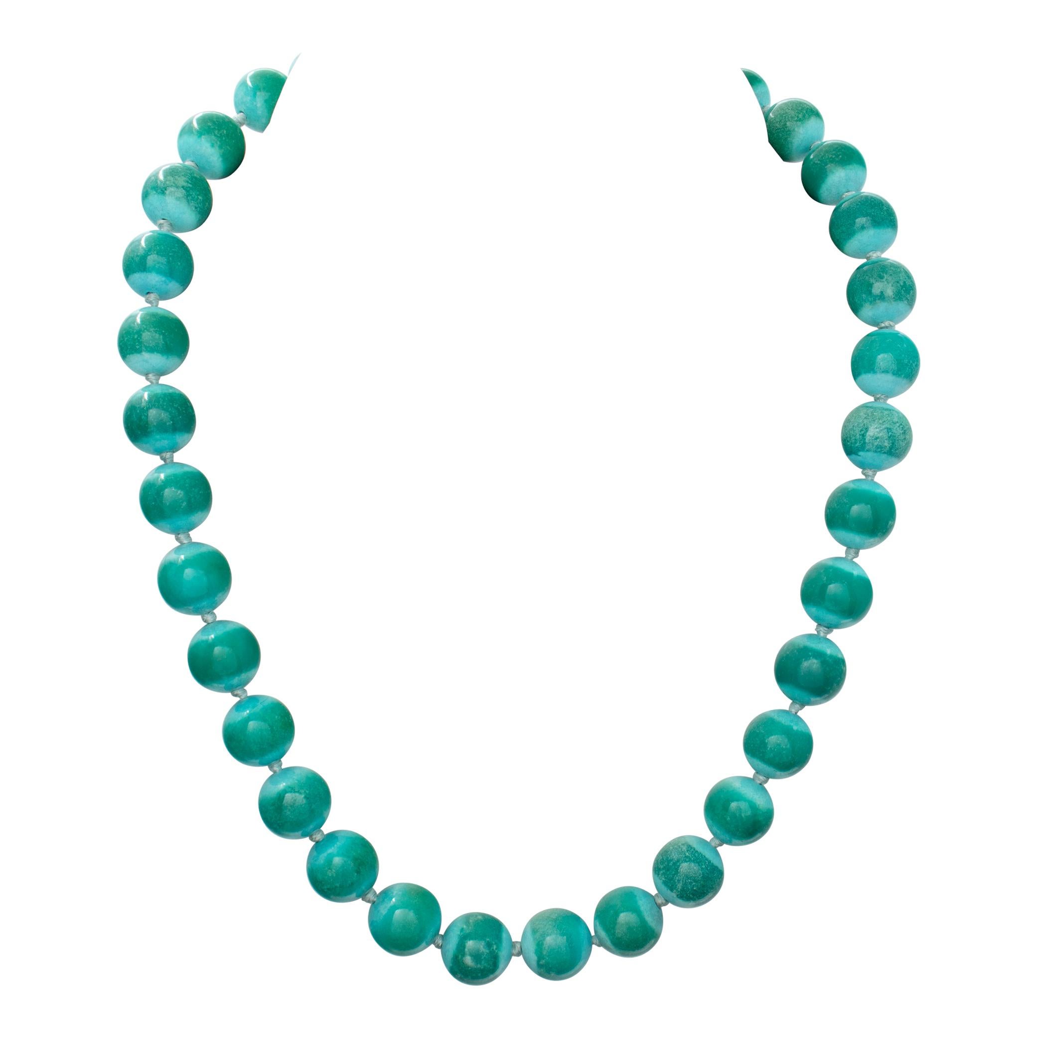 Angela Cummings Collier de perles turquoise avec fermoir en or 18 carats
