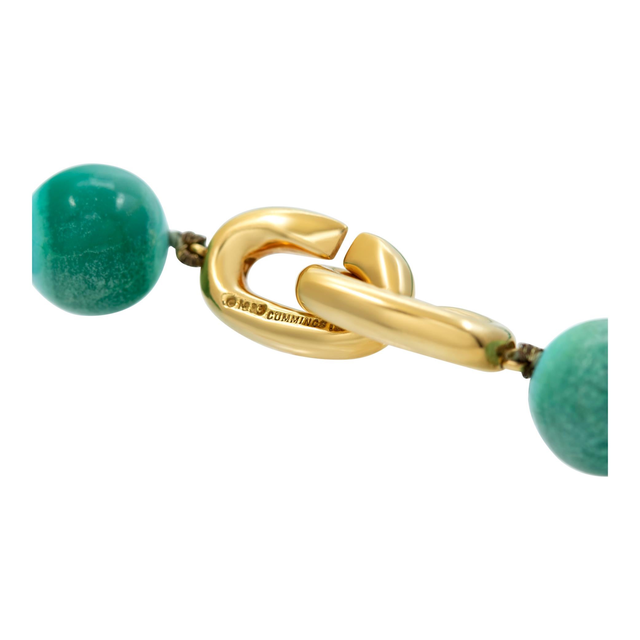 Women's Angela Cummings Turquoise Bead Necklace with yellow gold clasp